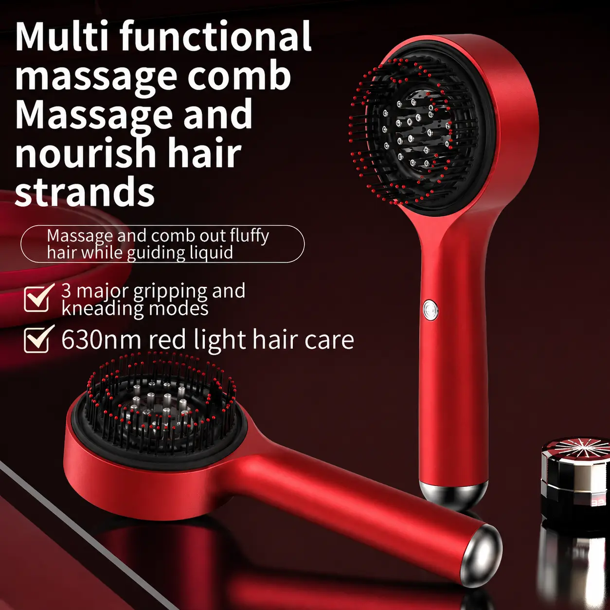 Electric Vibration Massage Comb Red Light Therapy Hair Growth Massage Scalp Brush Anti Hair Loss Liquid Oil Applicator Hair Care