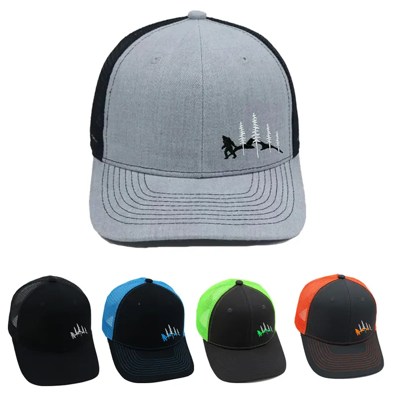 Gorpcore PNW Viral Bigfoot Sasquatch Embroidered Trucker Hat Retro Contrast Mesh Back Cap Mountain Aesthetic Adjustable Snapback Summer Outdoor Gift for Him