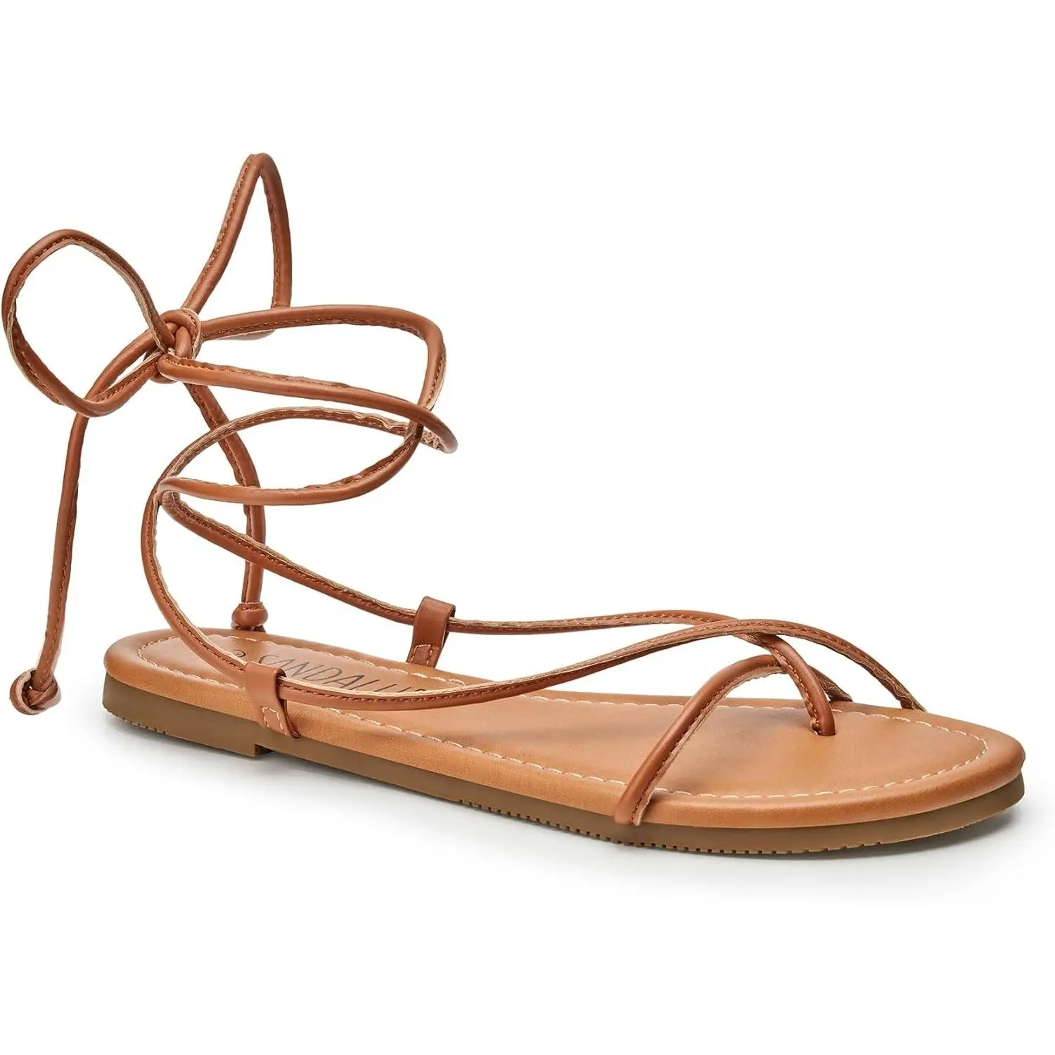 Women's Leather Gladiator Sandals - Lace-Up, Strappy Ankle Wrap, Open Toe, Flat, Comfortable Footwear for Summer Beach Vacation, Walking Shoes