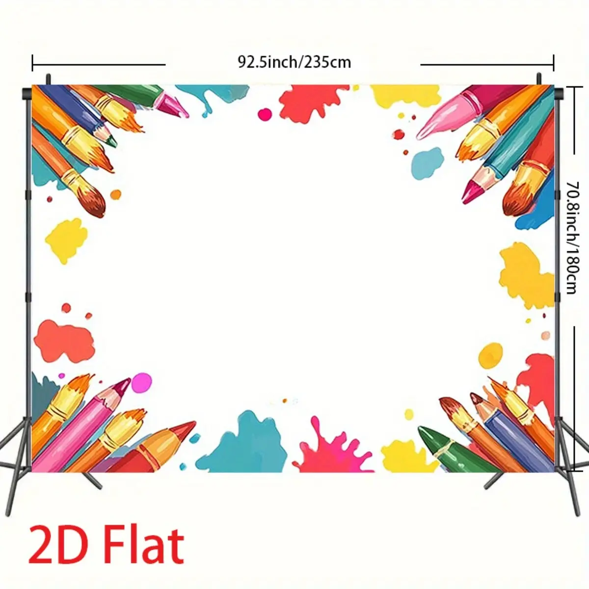 Lightweight Extra Large Paint Splash Backdrop Banner - Vibrant Multicolor Party Decor with Colorful Pencils, Paint Tubes - Photo Booth Wall Decor for Halloween, Birthday - Gift for Room Festive Setup
