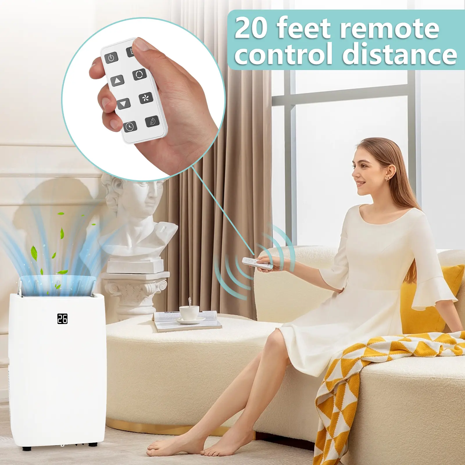 OUTGOODS 12000 BTU 3-in-1 120V Portable Air Conditioner Unit - Cooling Fan, Dehumidifier, Silent Mode, Eco-Friendly, Energy Efficient, Sleek Design, Easy Installation, 24H Timer, Remote Control, for Up to 550 Sq Ft Spaces