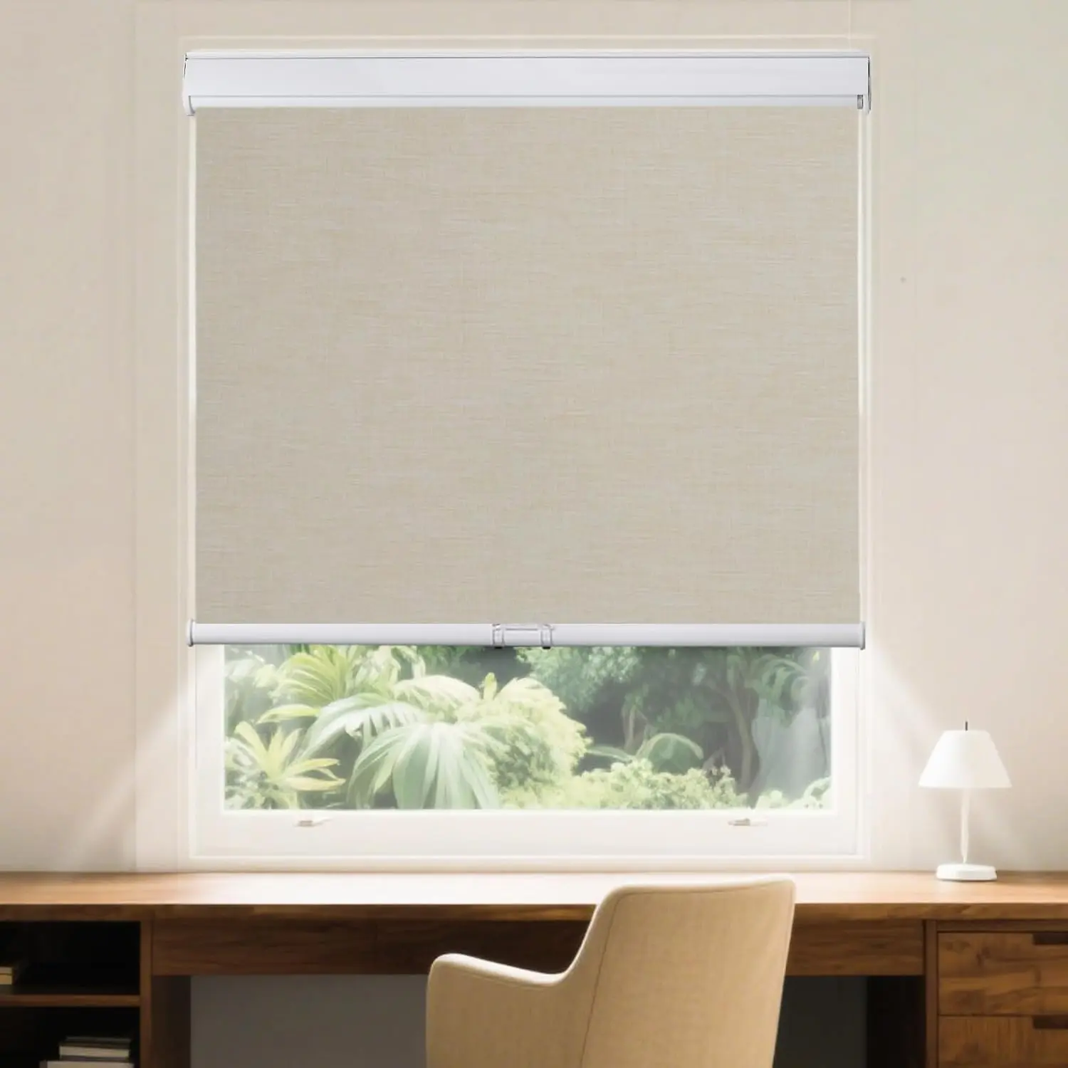 Free-Stop Cordless Blackout Roller Window Shades, Thermal Insulated Pull Down Shades, UV Protection Fabric Blinds for Home Office (20.25" Wx72 H, Ivory)