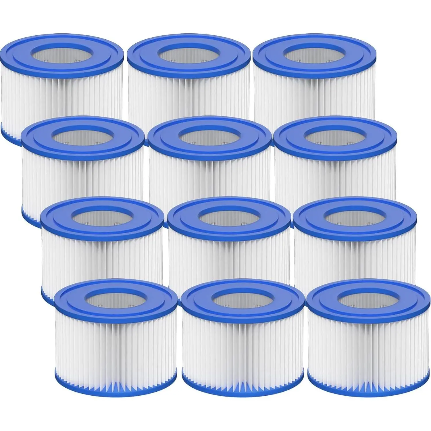 Type VI Cartridge Type Hot Tub Filter with Filter Media, Compatible Pack for Lay-Z-Spa, Coleman SaluSpa 90352E, 58323E, 58323 Swimming Pool Pump (12 Pack)
