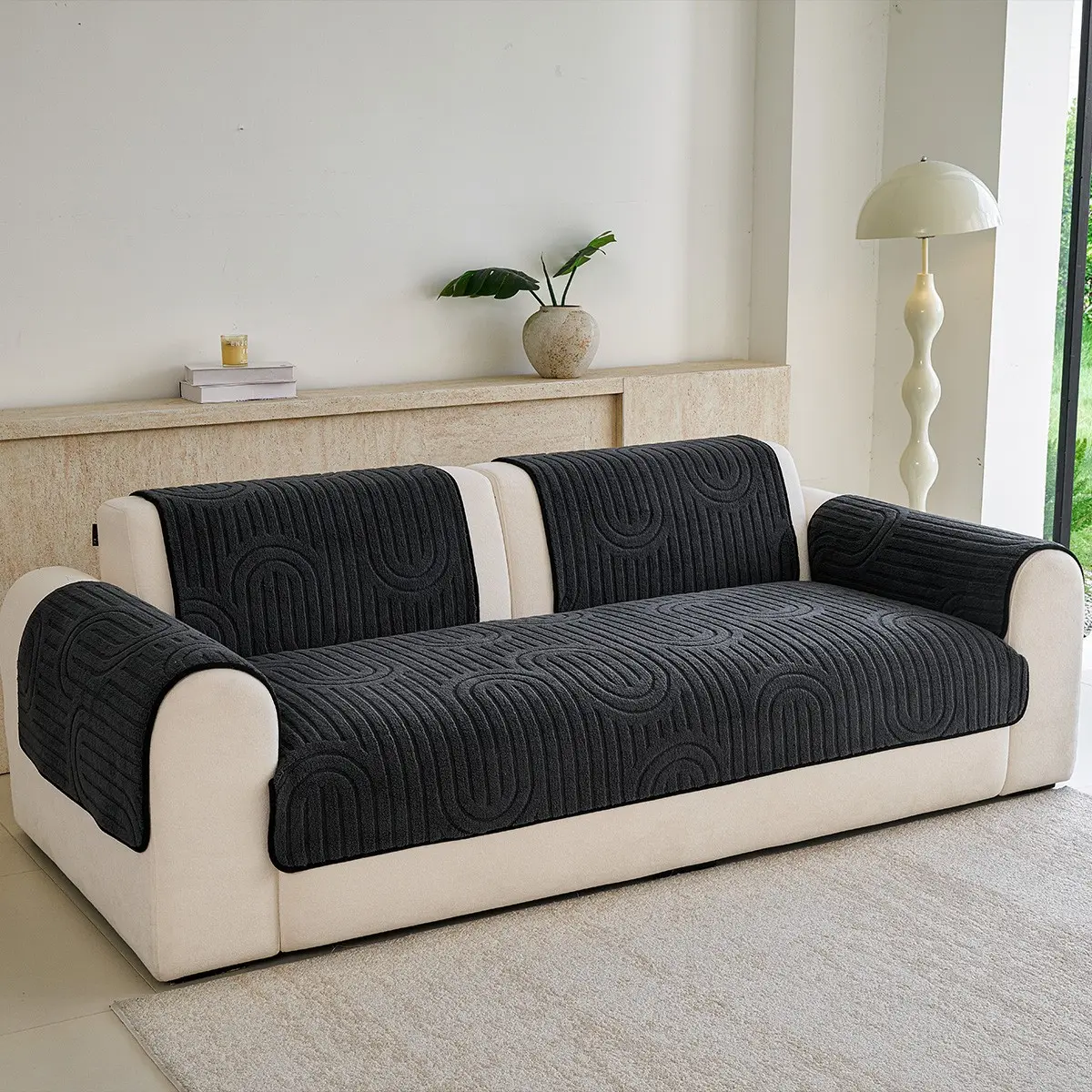 Plush Warm Sofa Covers Washable, Non-Slip Couch Covers for Loveseat, Soft Sofa Slipcover for Pet