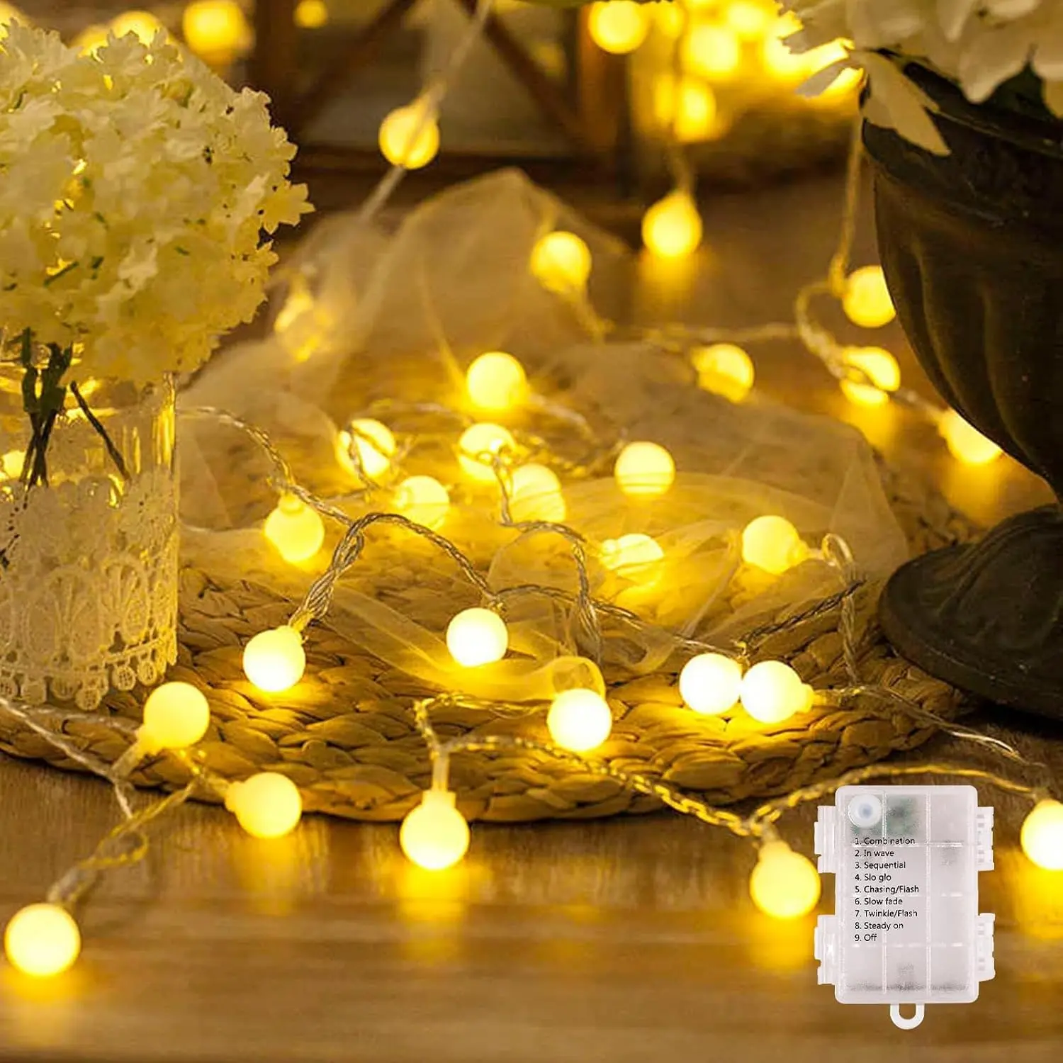 Globe String Light, 40 Led 13FT  Operated String Lights,  Outdoor Indoor String Lights for Bedroom, Classroom Decor,  Operated Christmas Lights