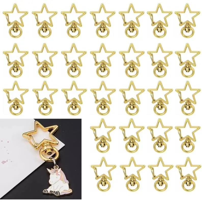 50 count Swivel Clasp Hooks,  -Shaped Metal Swivel Lobster Claw Clasp 360° Metal Key Chain Clip Hook Lobster Claw Clasp for DIY  Accessories
