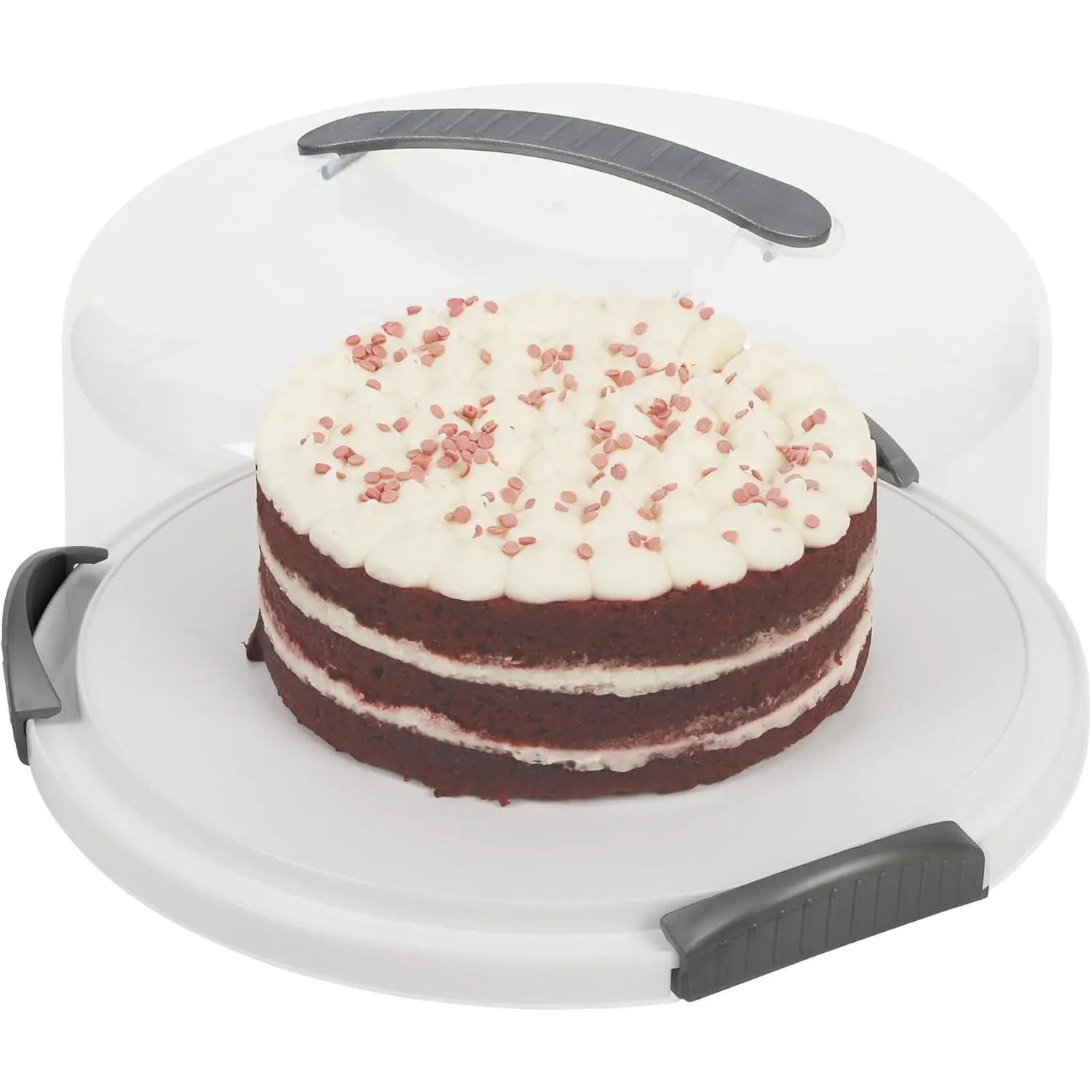 EXTRA LARGE Cake Carrier - Holds up to 12 Inch 3-Layer Cake - White | Storage Container With Server Plate With Lid/Holder With Lid/Cover Clear Dome - Transports Pies or Other Desserts
