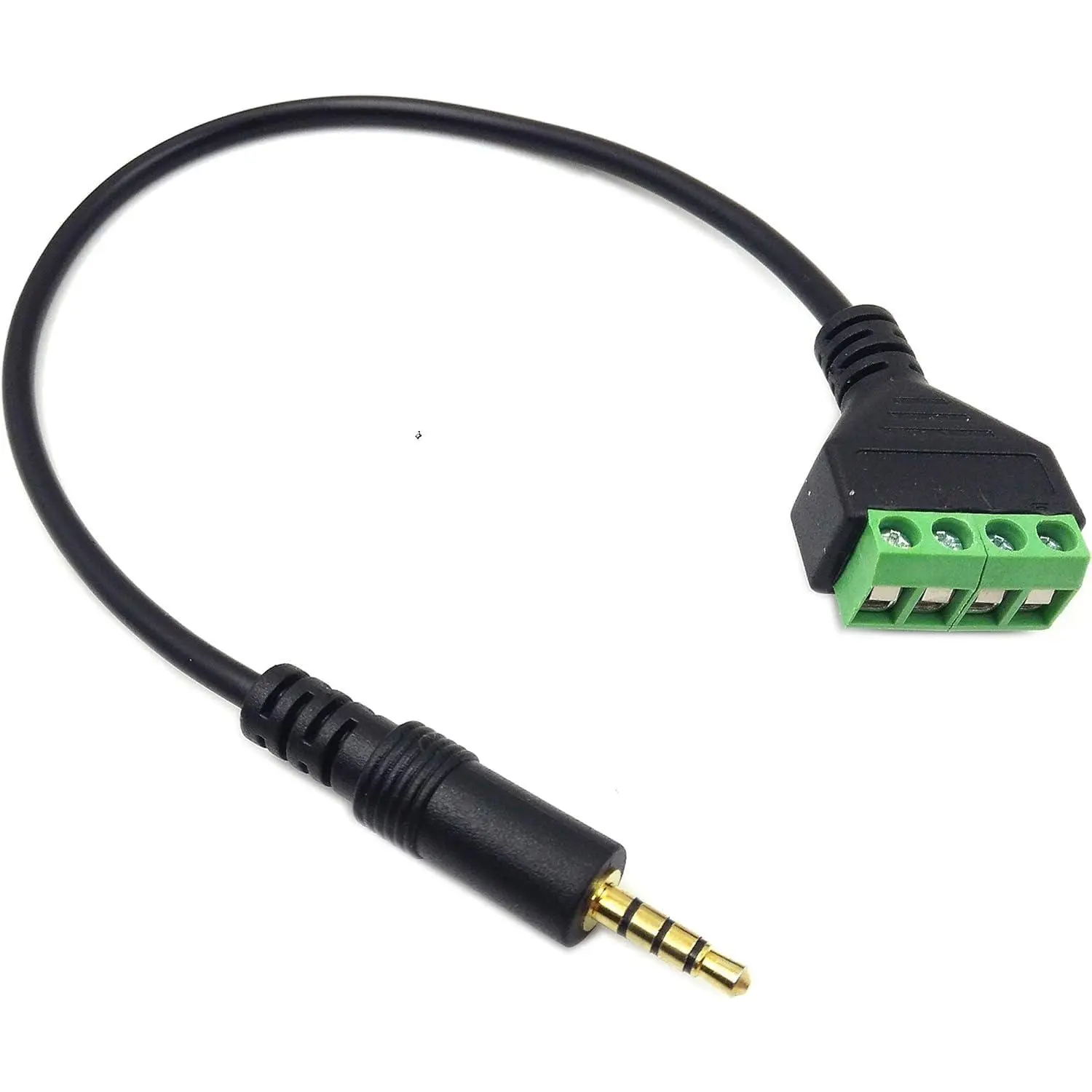 3.5mm Speaker Wire Adapter, 3.5mm (1/8") 4 Pole Stereo TRRS Male Jack to AV 4 Screw Terminal Block Balun Connectors  30cm (1/8inch/ 4pin)