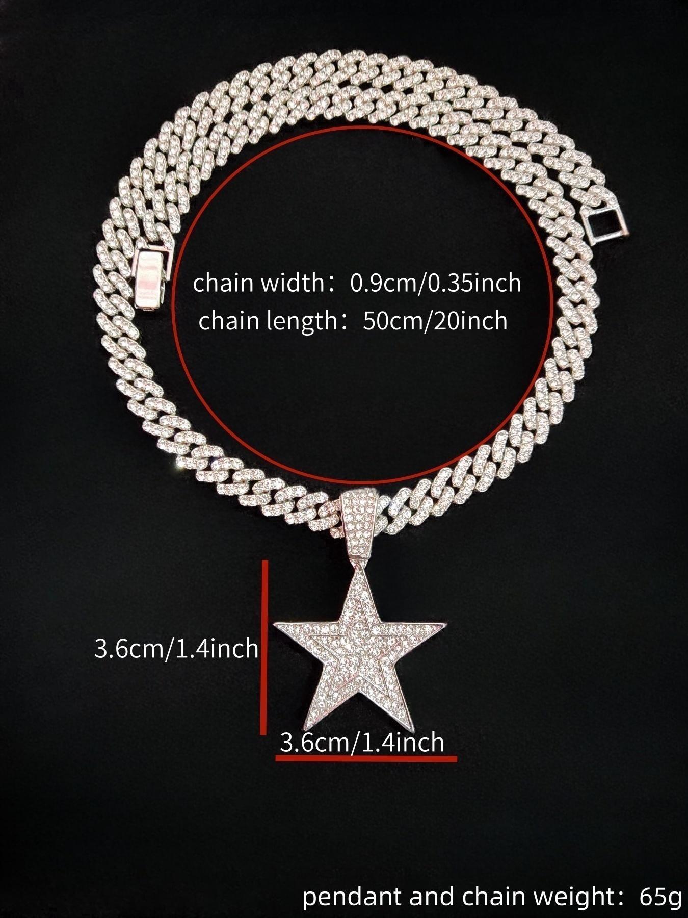 Star Shaped Pendant & 9mm Miami Cuban Link Design Chain Necklace, Fashionable Punk Style Jewelry for Party, Daily Decor, Trendy All-match & Exquisite Jewelry for Birthday Gift