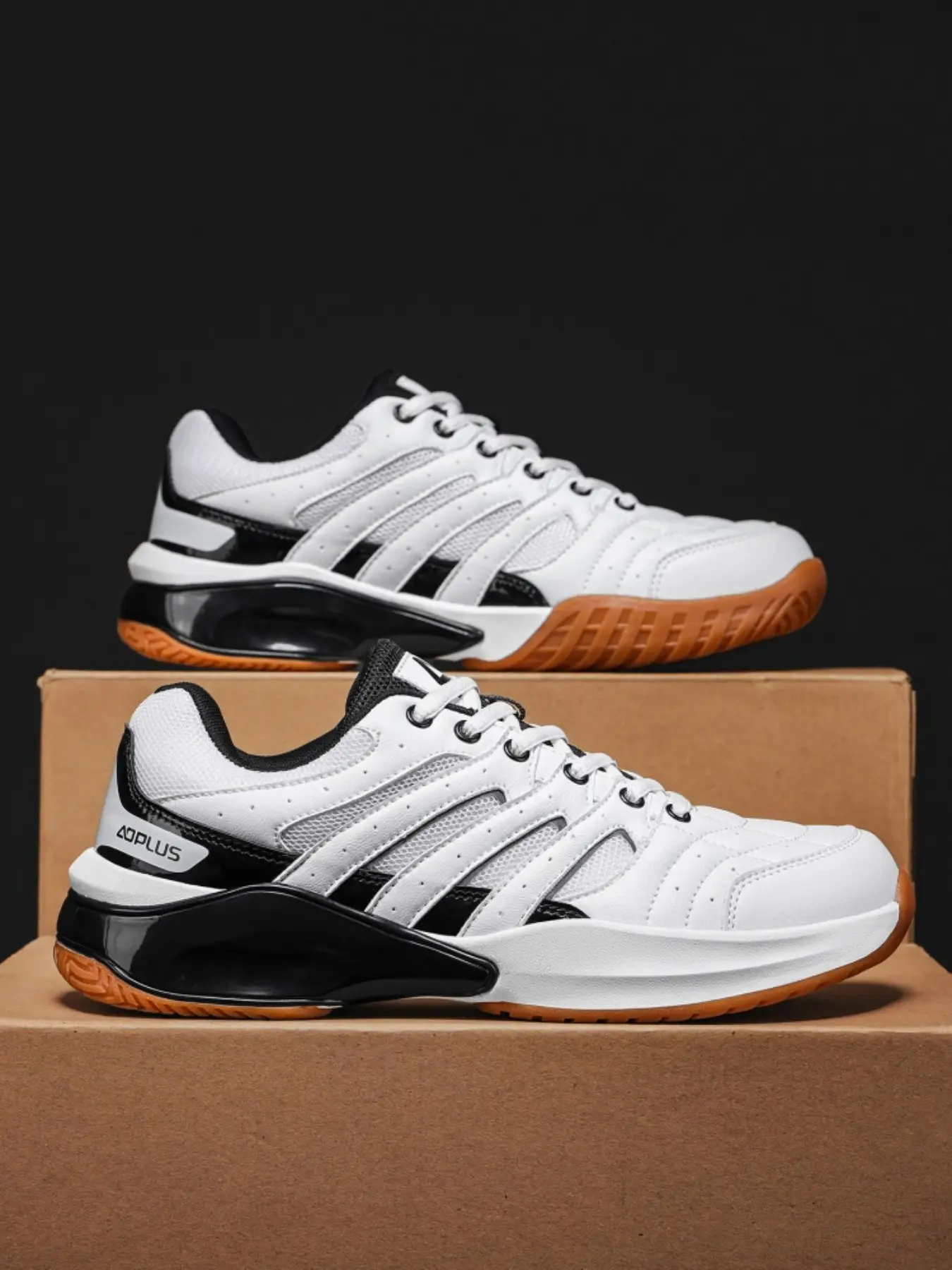 Men's Professional Badminton Shoes, Anti-Slip Shock Absorption, Breathable Mesh, Vintage Patchwork, Durable Rubber Sole, All-Season Sports Shoe