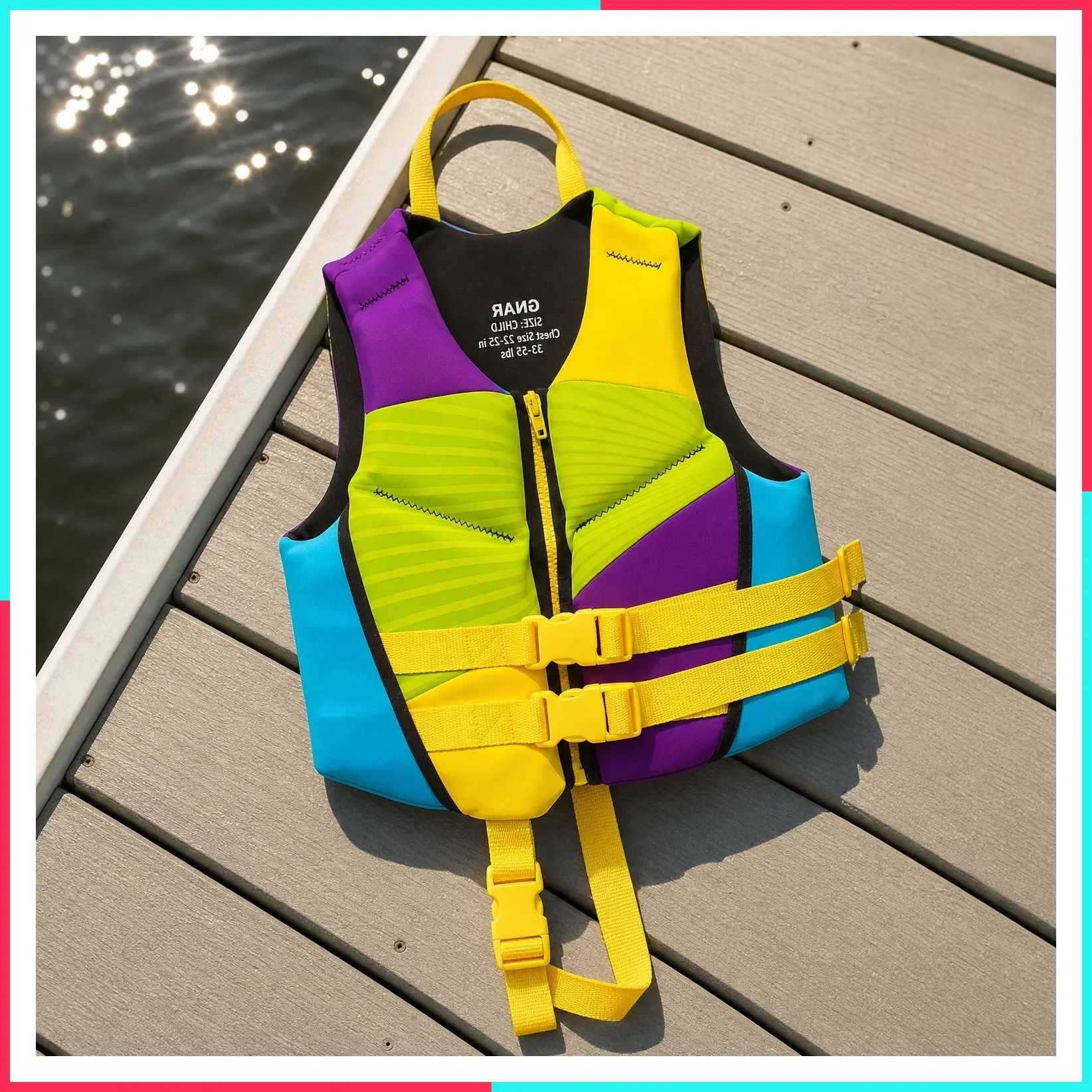 USCG Approved Type III PFD Life Jacket, Lightweight Flexible Fit for Boating, Tubing & Watersports, Quick-Dry Soft Material