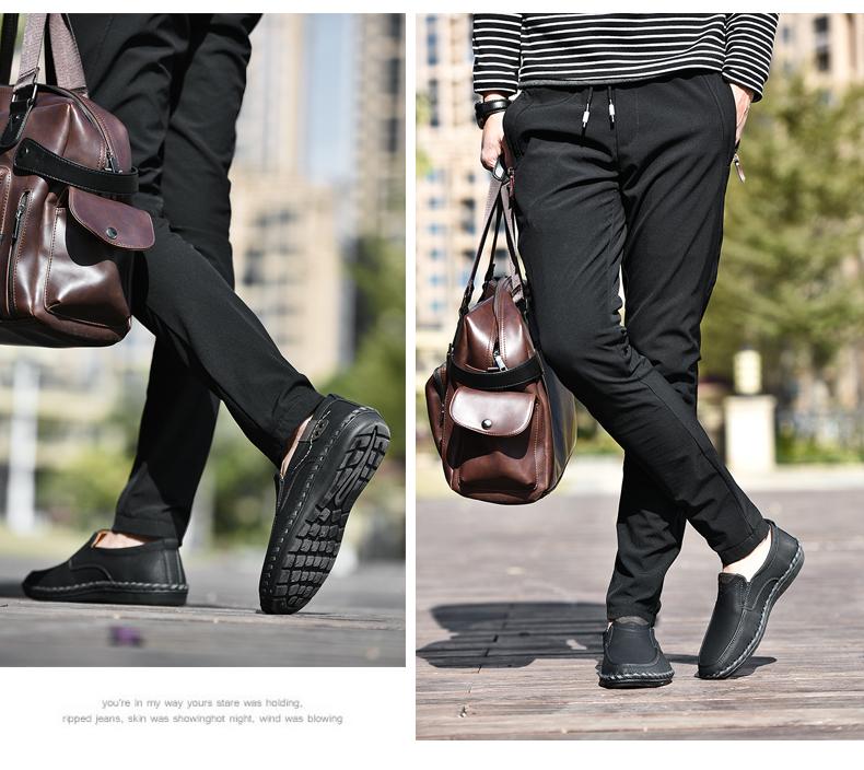 Men's Hand-sewn Flat Loafers Suitable for Office and Business Occasions
