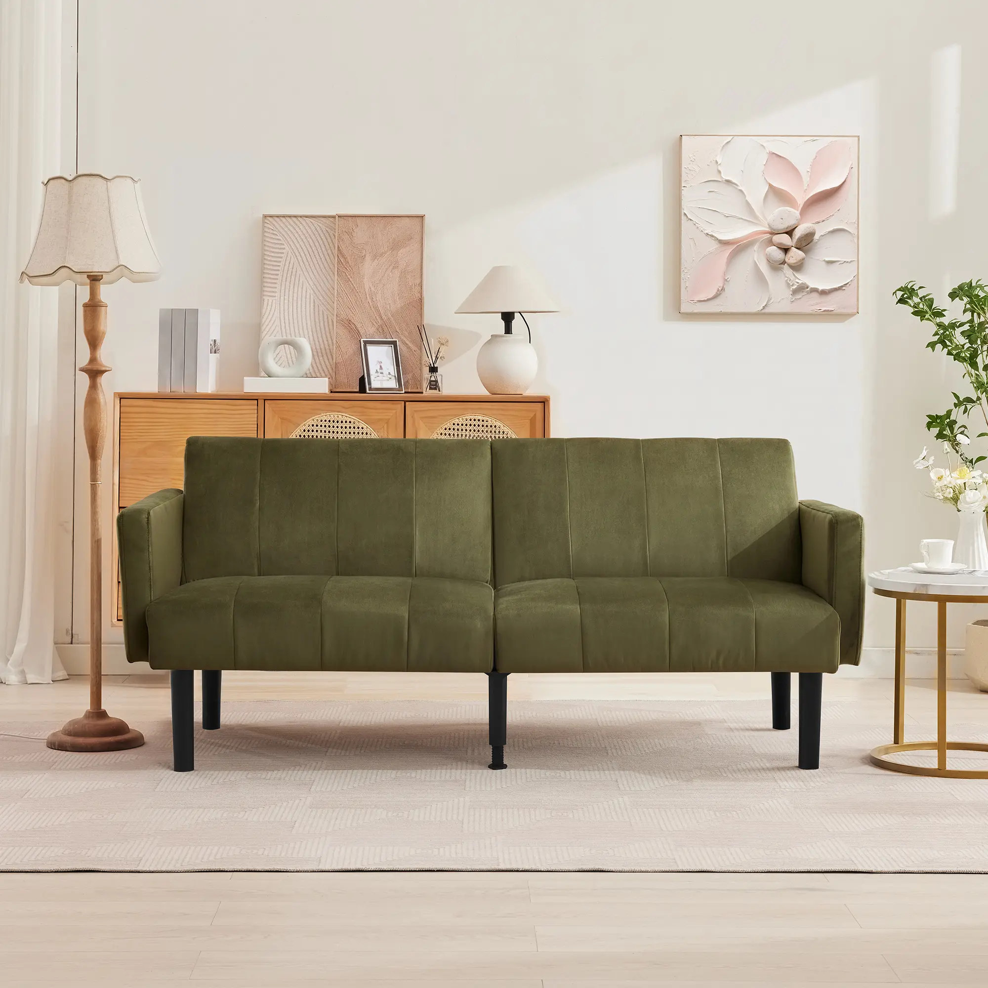 Modern Convertible Futon Sofa Bed – Adjustable Loveseat Sleeper for Small Apartments, Living Room & Bedroom