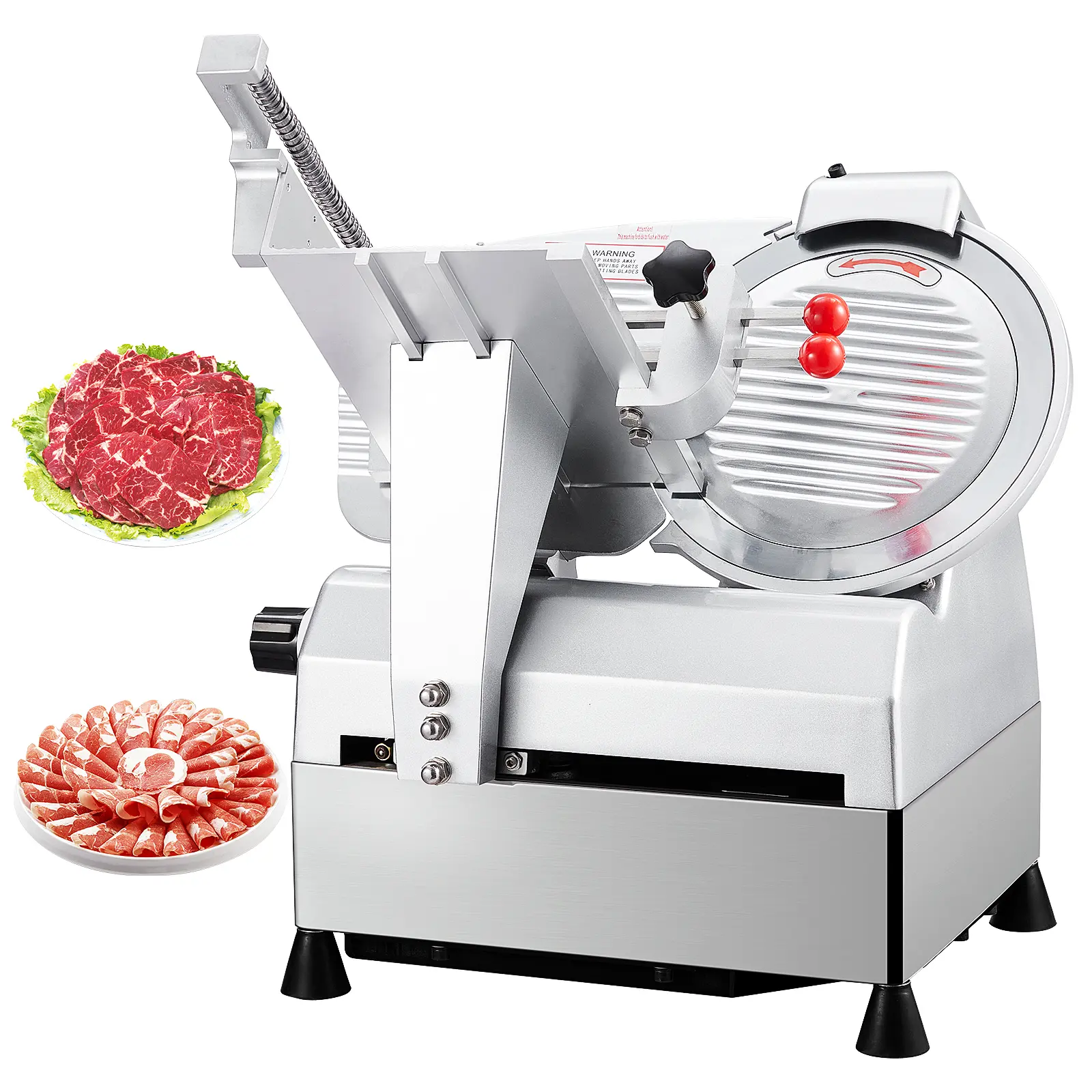 Commercial & Household Multi-Food Slicing Machine, 10 Inch Washable Stainless Steel Blade, for Meat, Cheese, Bread, Vegetables