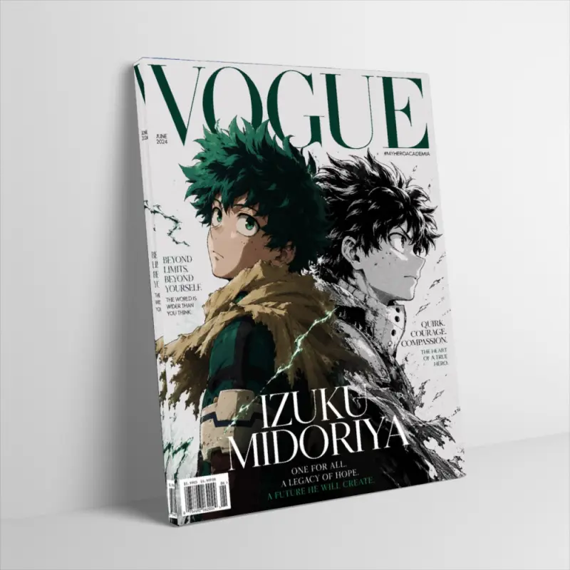 Izuku Midoriya Vogue Poster Canvas Wall Art My Hero Academia Deku Fashion Magazine Cover Style Art Print Home Wall Art Aesthetic Anime Character Wall Decor for Teen Girls Bedroom Living Room Unframed