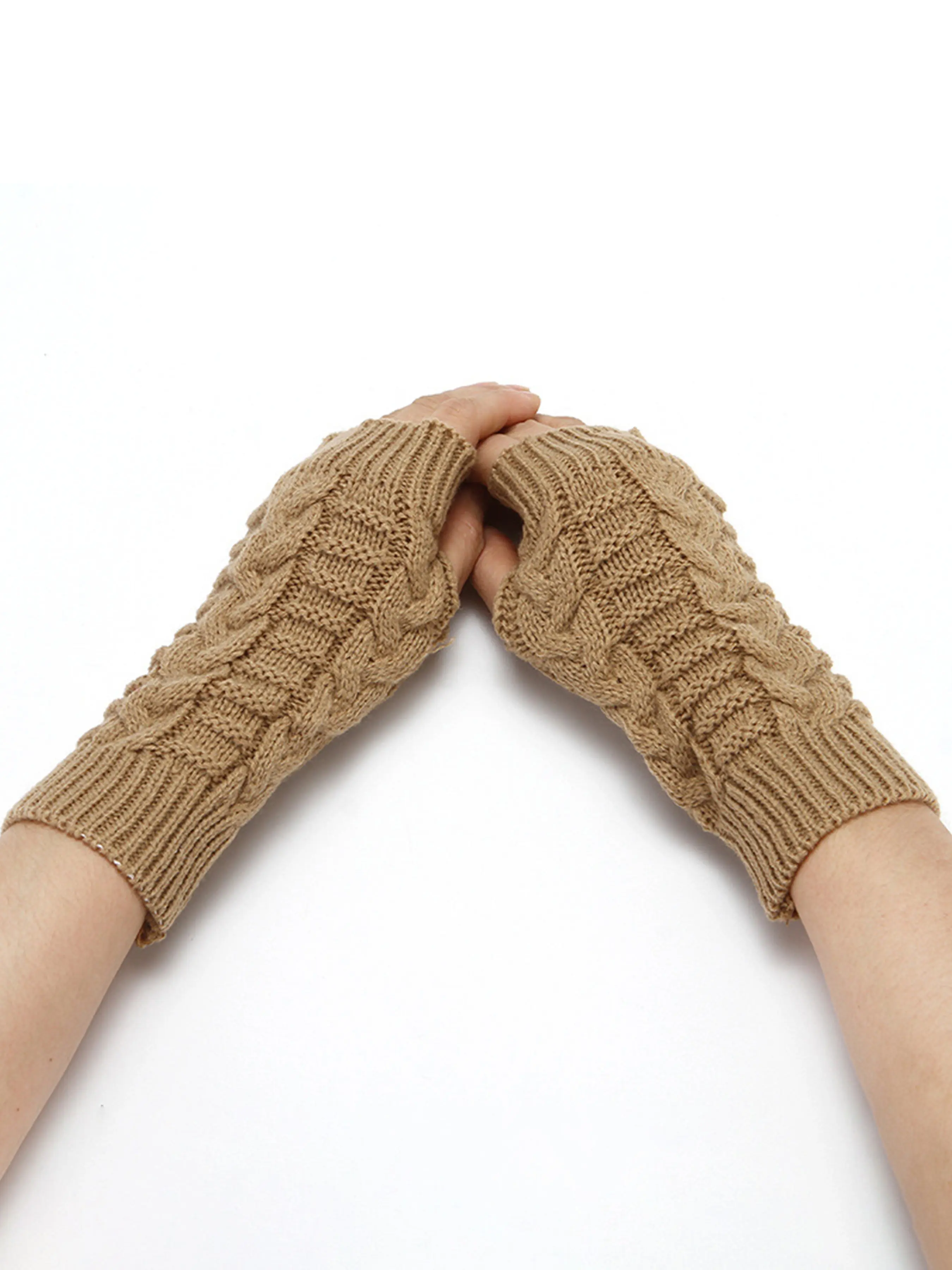 Knitted Half-Finger Gloves for Women, Winter Knit Crochet Mitts for Men and Women, Extended Warm Knit Fingerless Gloves, Long Wrist Sleeves, Gloves for Cold Weather