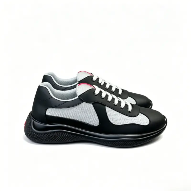 2026 New Black-Grey Colorblock Low Top Men's Platform Closed Athletic Shoes, Leather-Mesh Construction, Cushioned Thick Sole, Anti-Slip Granular Rubber Outsole, All-Season Trainer for Walking, Shoe, Chunky Shoes