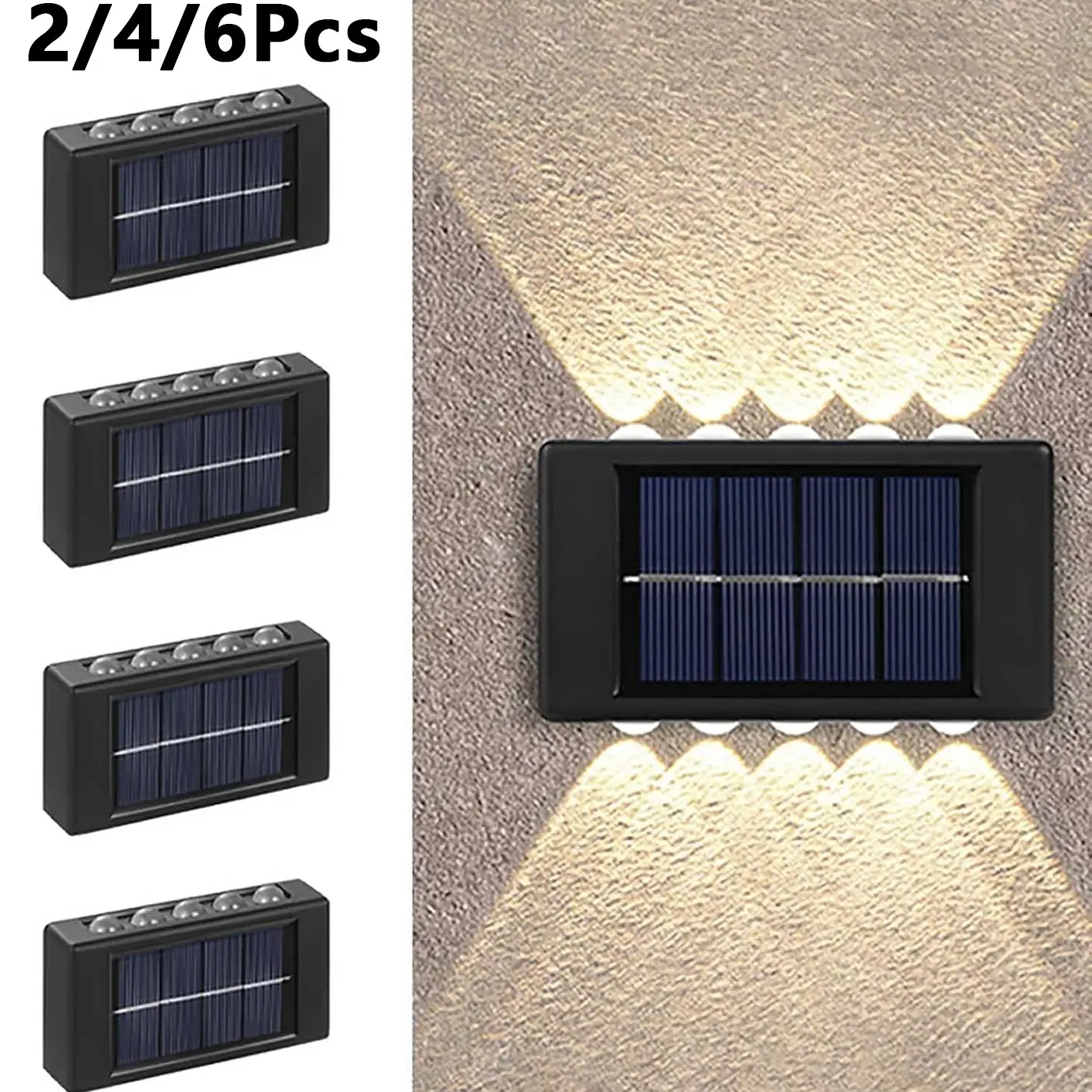 2/4/6pcs solar sconce lights outdoor，solar wall sconce，solar wall lights outdoor，solar outdoor wall lights，solar wall light，solar wall lights，solar lights for outdoor wall，up and down lights outdoor，Waterproof for Exterior, Garage, Wall, Outside