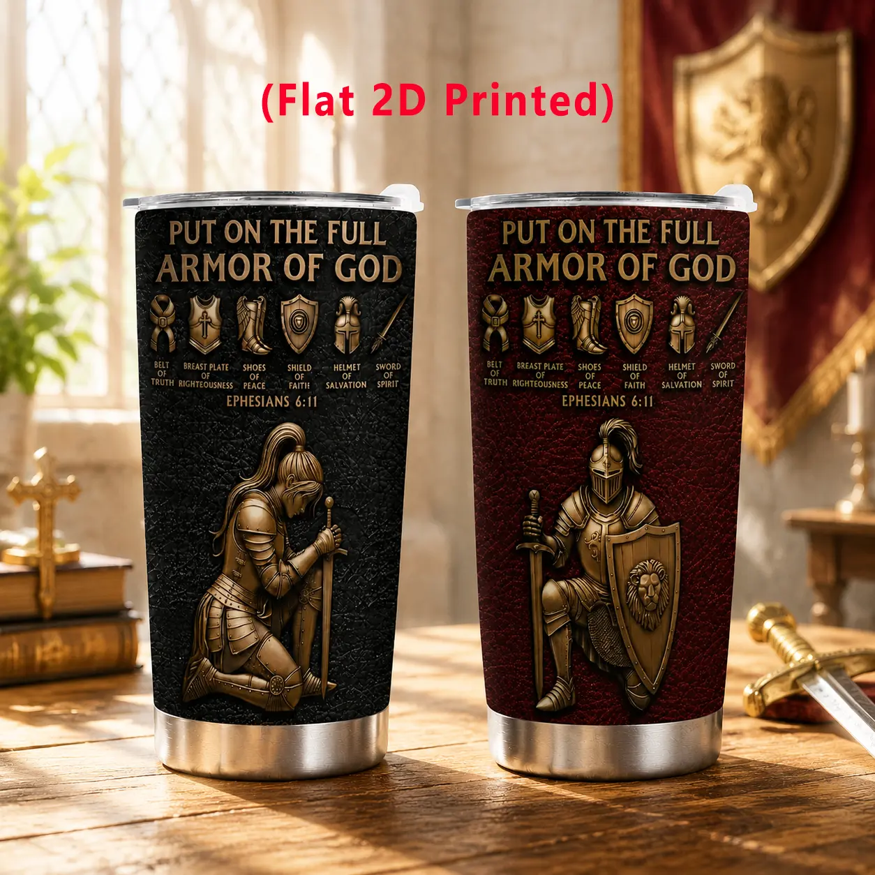 Put On The Full Armor of God Tumbler for Christian Men, Faith Warrior Cup Inspired by Ephesians 6, A Powerful Reminder to Stand Strong in Faith Every Day, Perfect for Prayer Warriors, Husbands, Dads & Sons