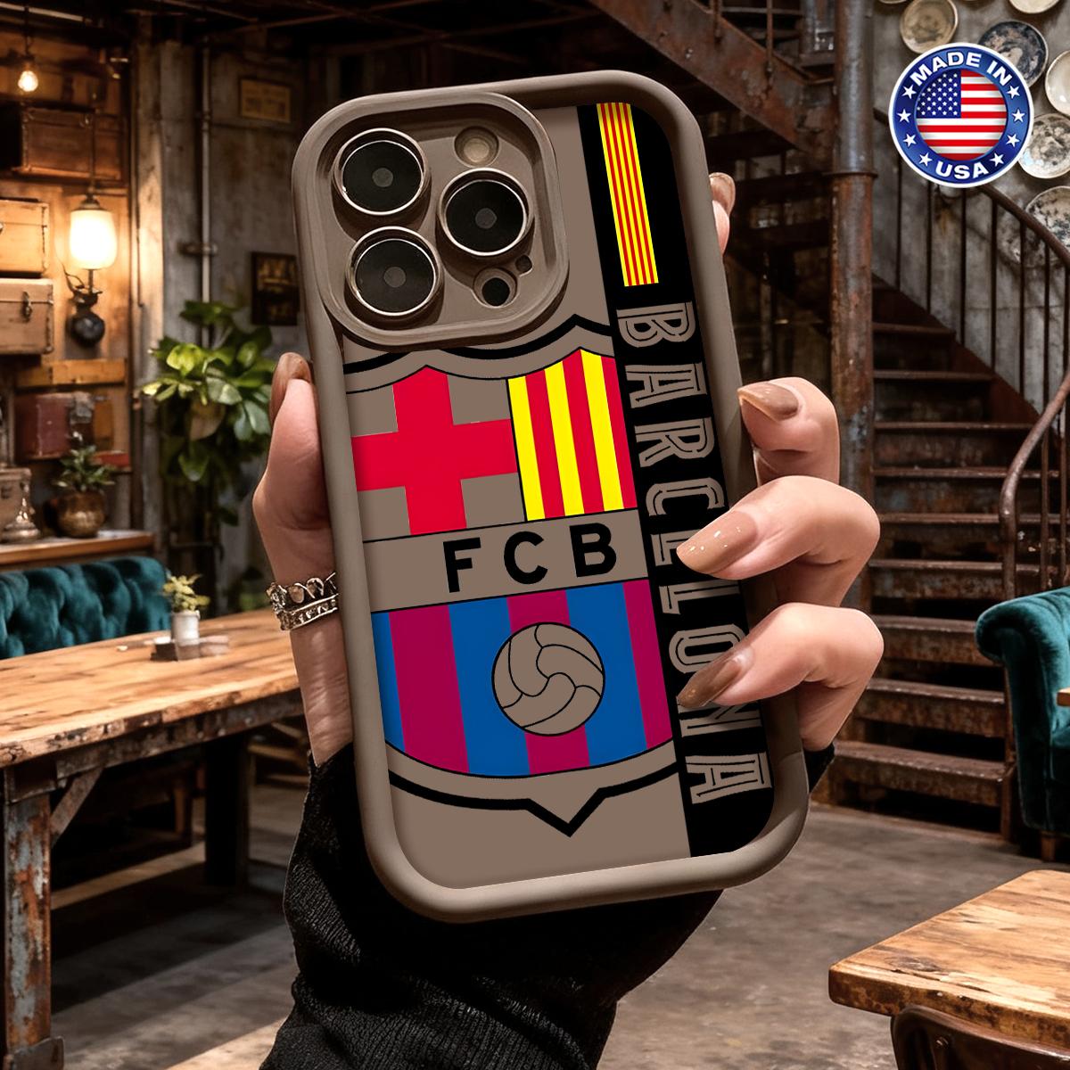Stylish Barcelona Football Club Logo Sports Pattern Case for iPhone 17 16 15 14 Pro Max 13 12 11 XR XS Plus Air Slim Shockproof Anti Drop Protective Lightweight Durable TPU Cover