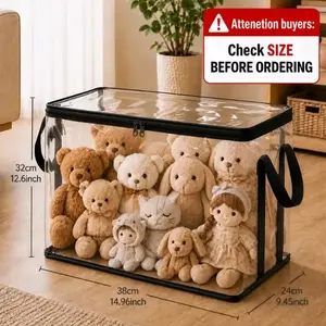 Clear Thick Plastic Storage Box with Hinged Lid, Sturdy Durable Large-Capacity Bin, Bulk Storage Organizer, Ideal for Home, Camping, Moving