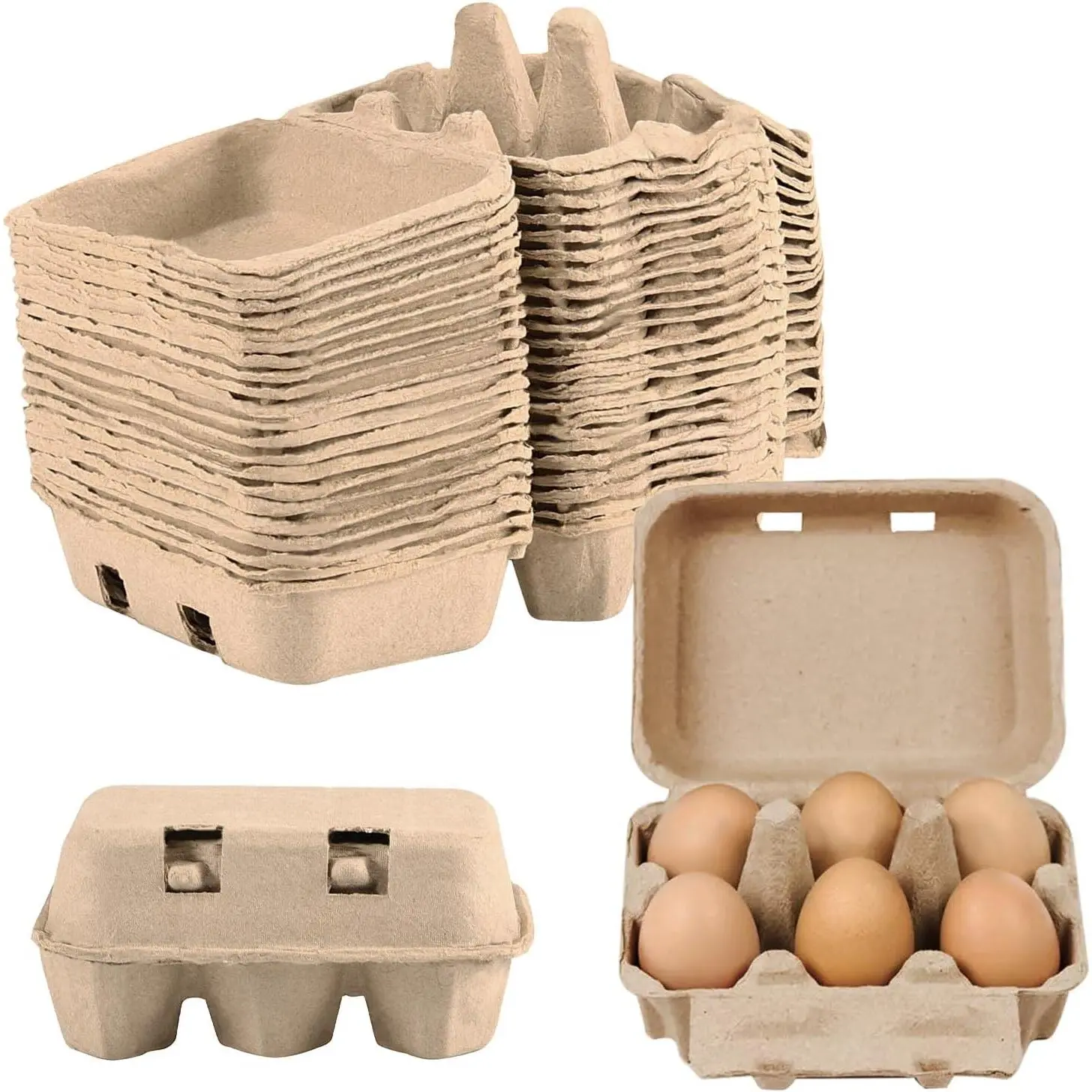 50 Pack 6-Count Biodegradable Paper Pulp Egg Cartons Egg Tray Holder Perfect for Family Farm Home Market Use
