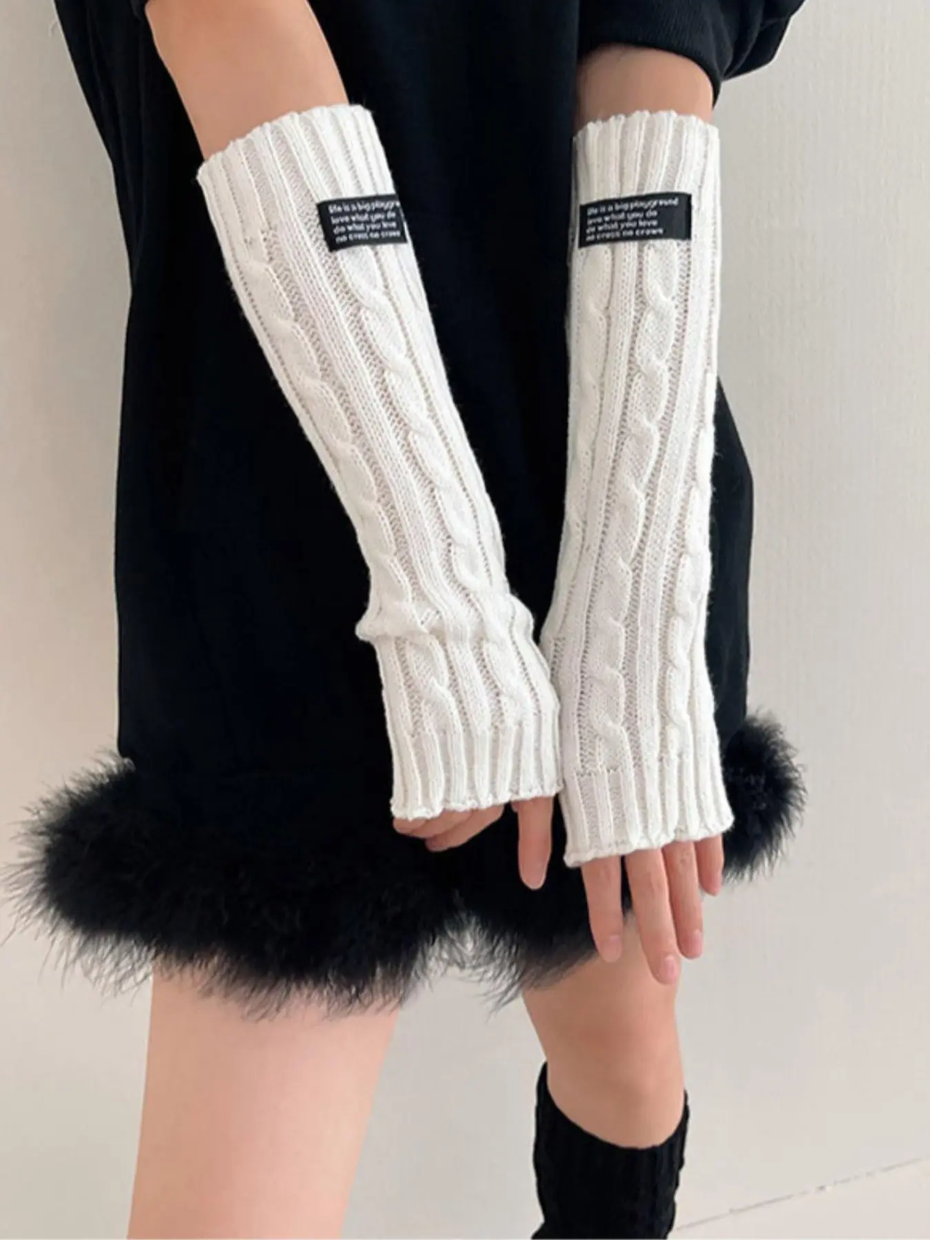 Y2K Millennial Style Letter Alphabet Gloves, Jk Mid-Calf Elephant Lolita All Seasons Warm Hand Sleeves, New Arrival Fashion Accessory