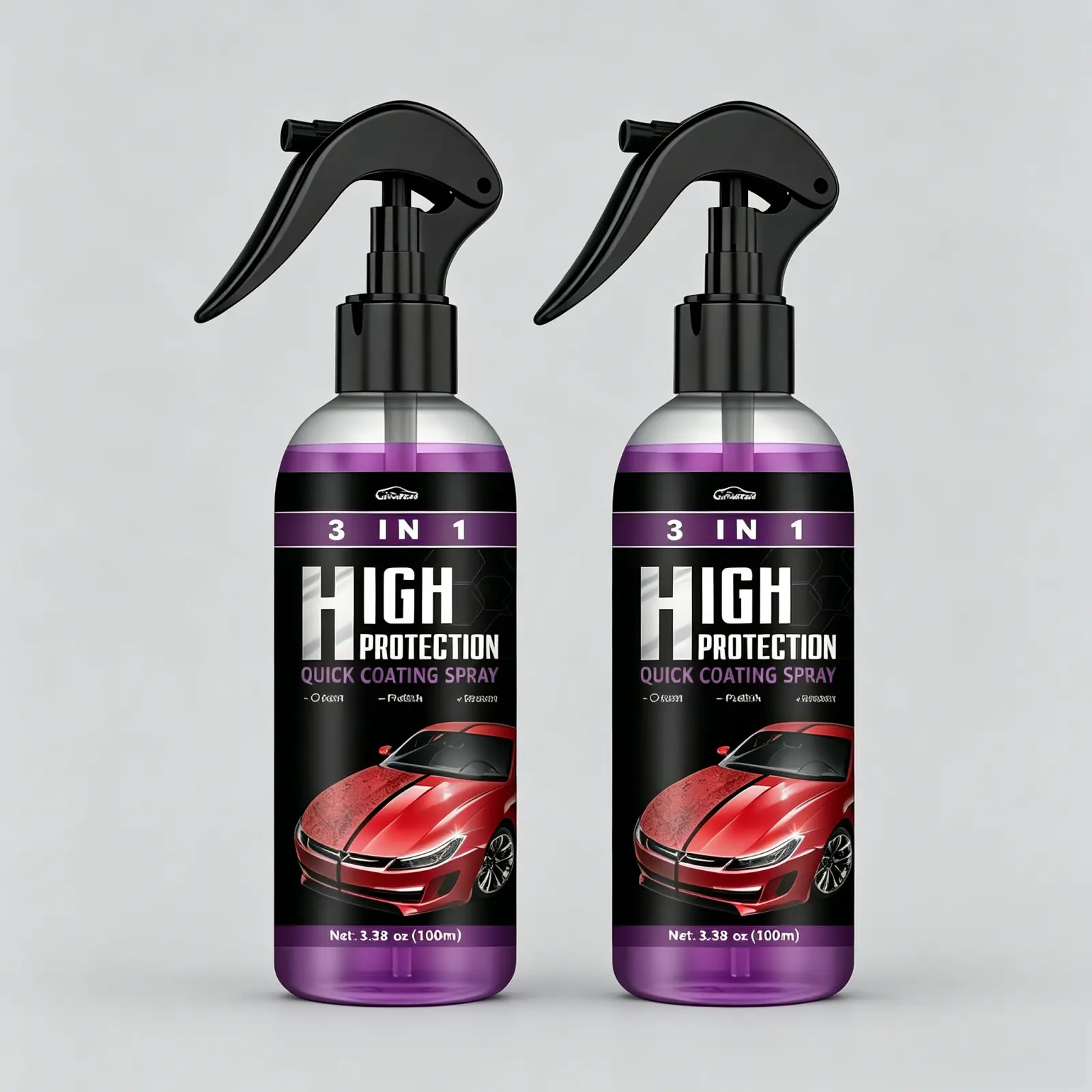 2 Pack RAYHONG Purple 3 In 1 Quick Car Coating Spray, Nano Hydrophobic Paint Protection Polish Spray Kit 3-in-1 Purple Nano Car Coating Spray, Fast Water Repellent Paint Sealant, DIY Detailing Polish Spray for Cars Trucks SUVs