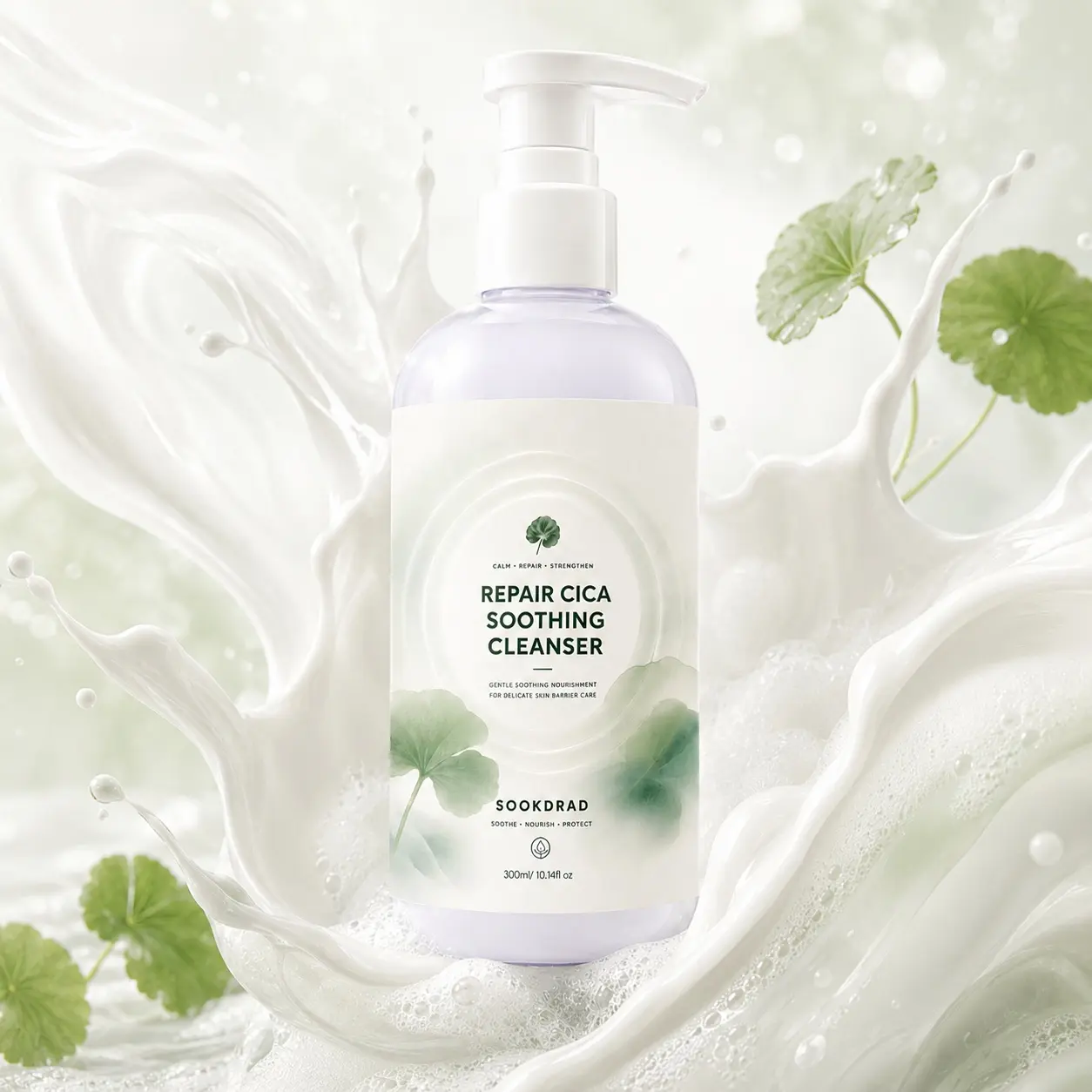 Repair Cica Soothing Cleanser, containing Cica, calming, repairing, strengthening, gentle soothing nourishment, for delicate skin barrier, for facial care, soothe, nourish, protect, 300ml/10.14fl oz