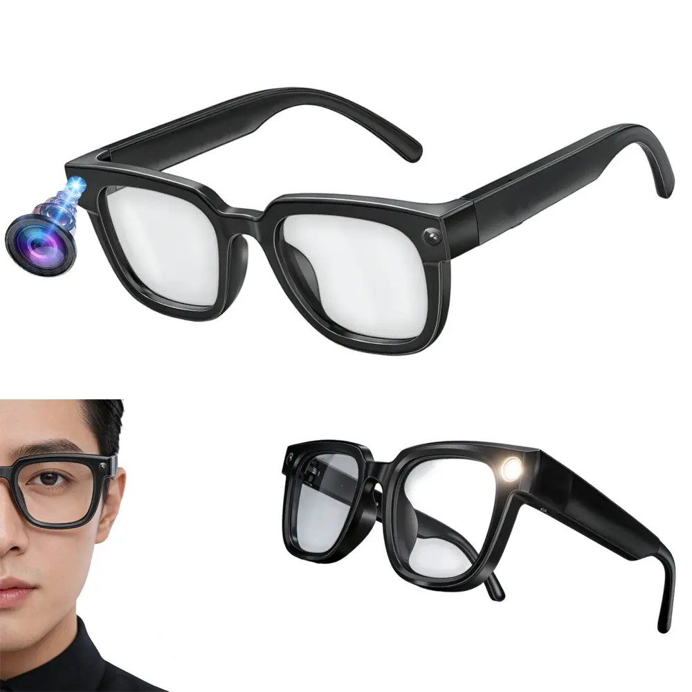 Bluetooth AI Smart Glasses, 1200P Video Recording, 8MP Camera,110 Degree Wide Angle Lens,4G Memory, 3D Stereo Sound, 290Mah Battery , AI Video Translation, Bluetooth Call, Music Control