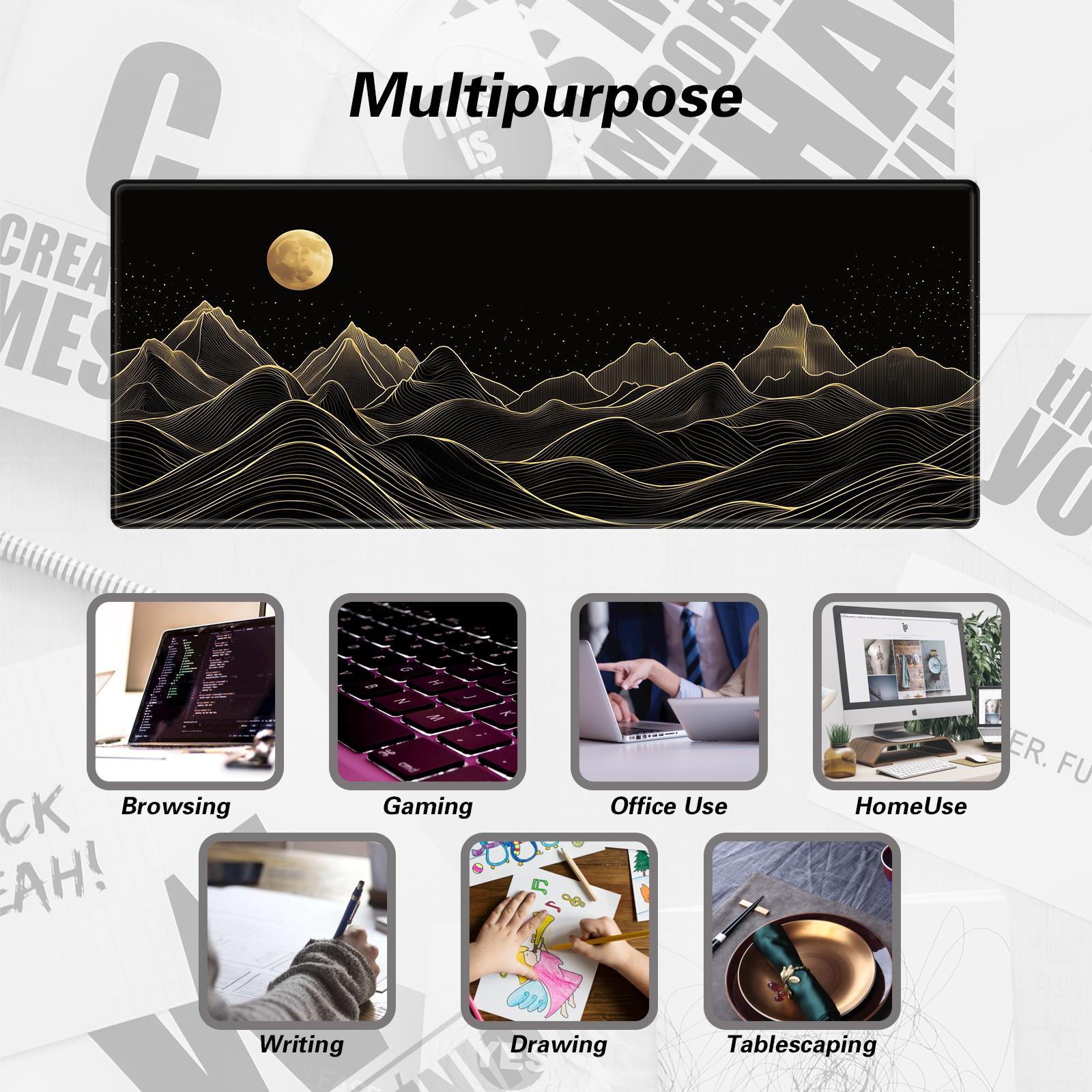 Mountain Pattern Mouse Pad, 1 Count Large Stable Rubber Base Mouse Pad with Stitched Edges, Keyboard Mouse Mat Desk Pad for Work, Game, Office, Home