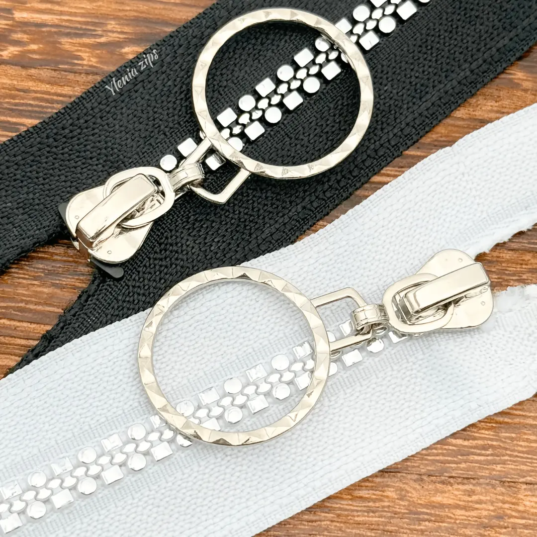 2pcs #5 resin open-end zippers in black and white, available in multiple sizes, suitable for DIY clothing, bags, home textiles, etc.