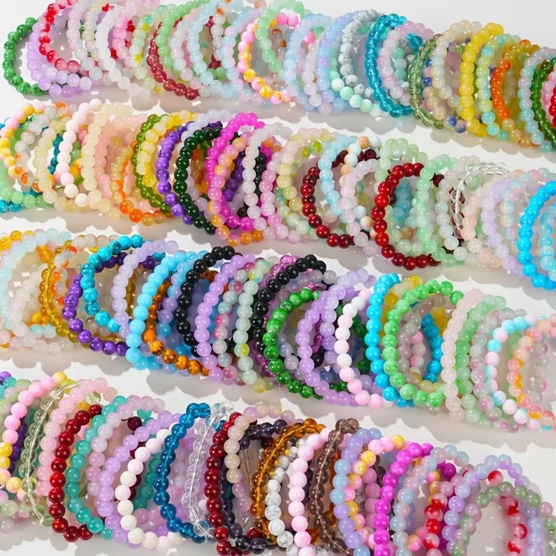 Women's Bohemian Stackable Layer Bracelets, 12-36pcs Cracked Bead Set - 12pcs Mixed Color Costume Jewelry, Arm Candy Accessories for Everyday Wear, Ideal Gift for Loved Ones