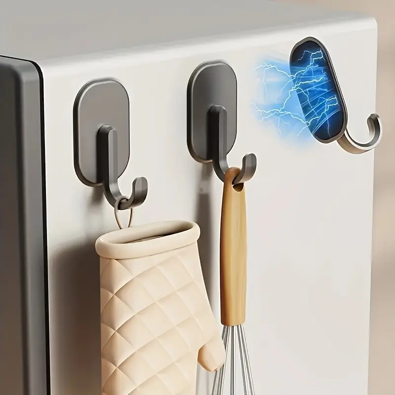 3-Pack Magnetic Hooks for Refrigerator, Oven, Microwave, Wall Mount Kitchen Storage Organizers, Easy Install, Contemporary Style, Utility Hooks