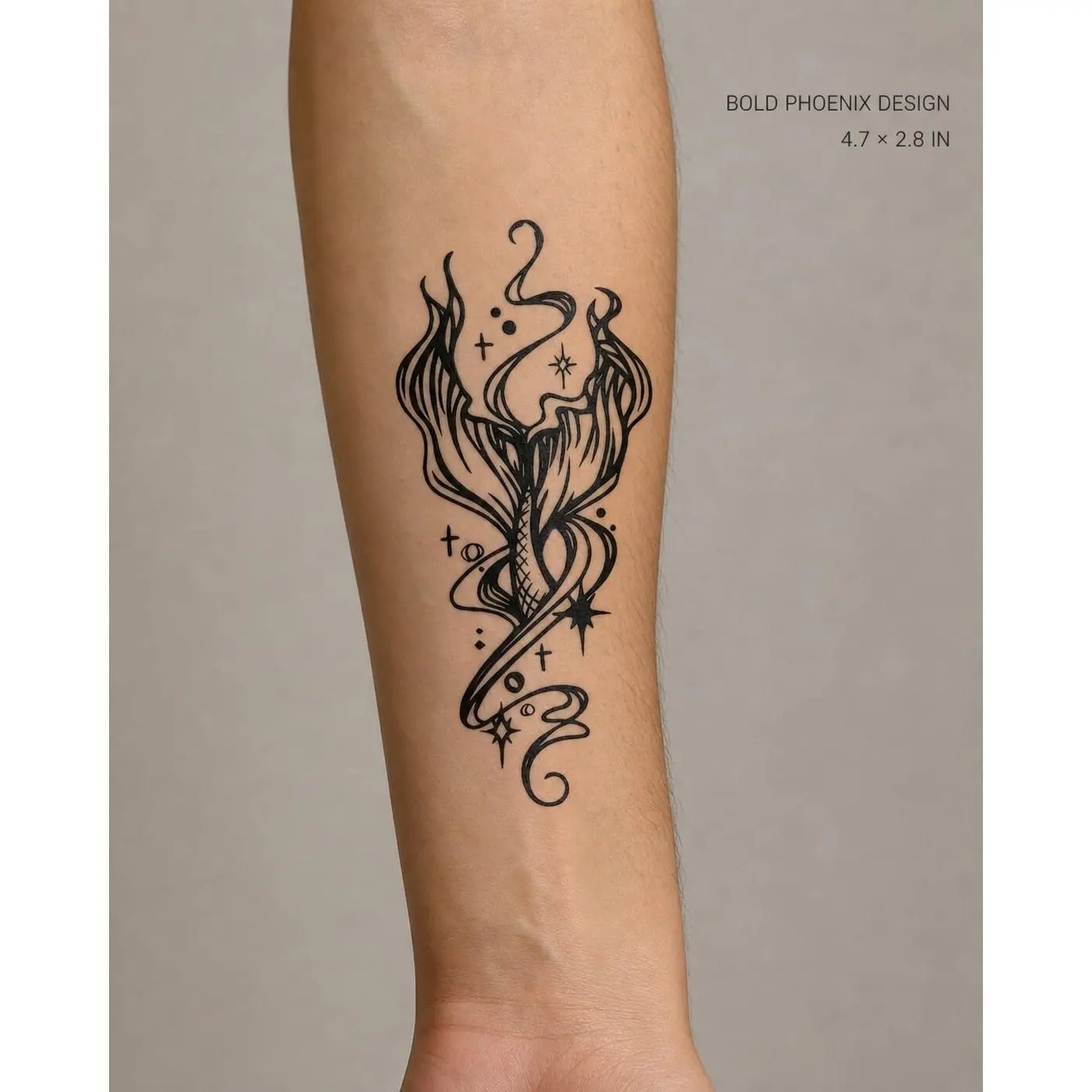 Dark Fantasy Mermaid Tail Temporary Tattoo, Star Cross Ocean Mystic Fake Tattoo Stickers, Waterproof Long Lasting Body Tattoo for Arms Waist Clavicle