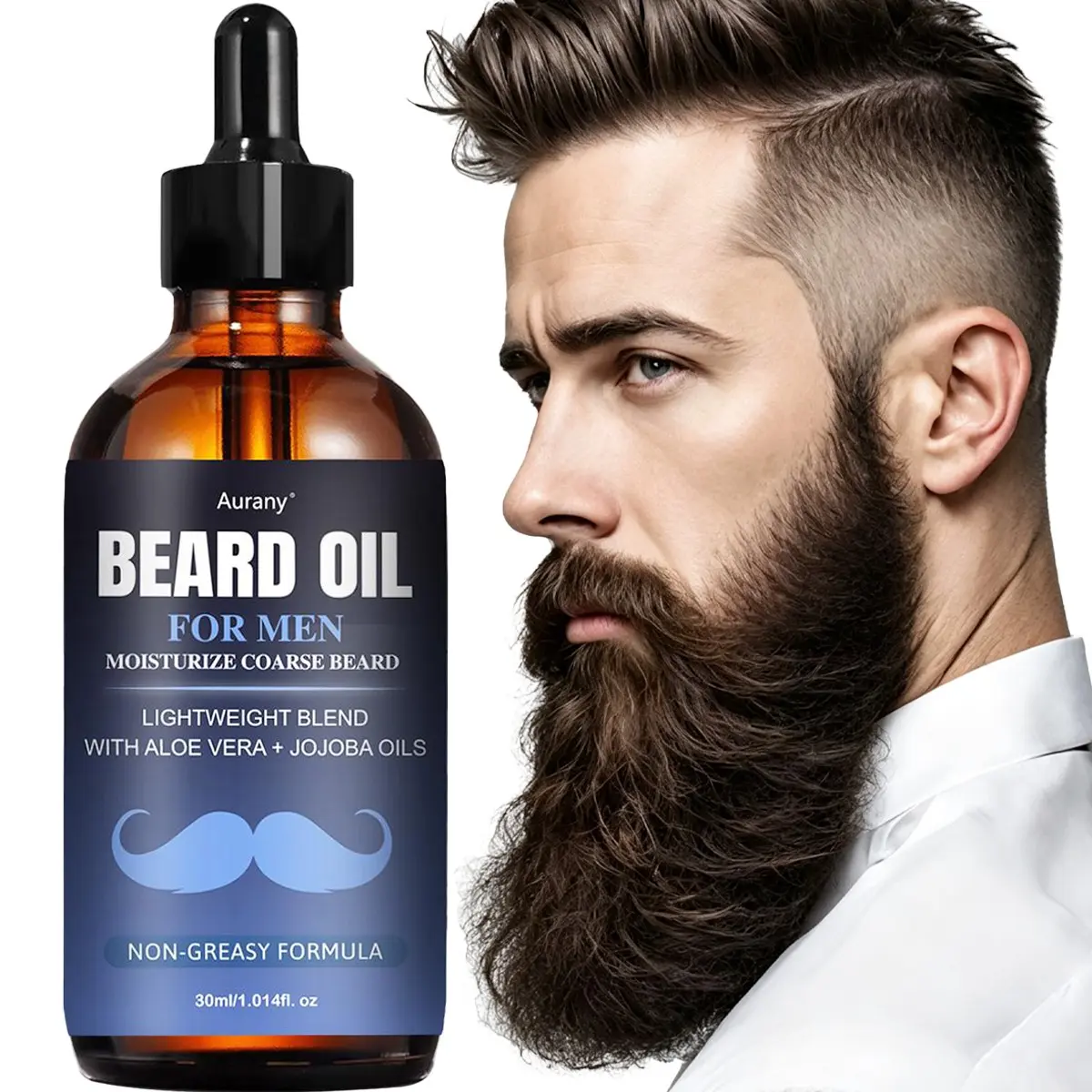 30ML Moisturizing Beard Oil, Moisturizing Formula, Men's Beard Grooming Care Essential Oil, with Jojoba Seed Oil, Healthy Look, Effortless Care, Moisturize, Smooth, Soften And Nourishing, Super Thoughtful Gift For Boyfriend And Husband