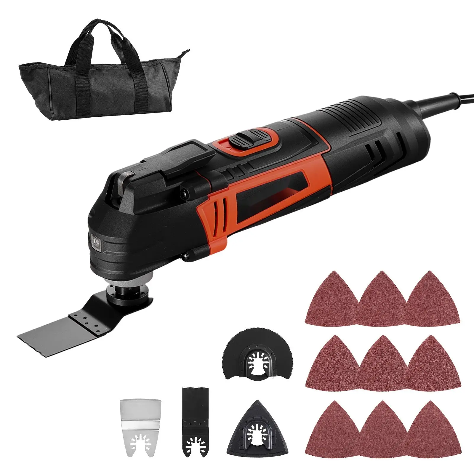 Multitool Oscillating Tool With 3 Amps Corded Power, 6 Variable Speeds, Quick-Release Accessory System, Includes Blades, Scrapers, Sanding Pads, Dust Port, Durable Housing For Precise Cutting In Home Renovation Projects