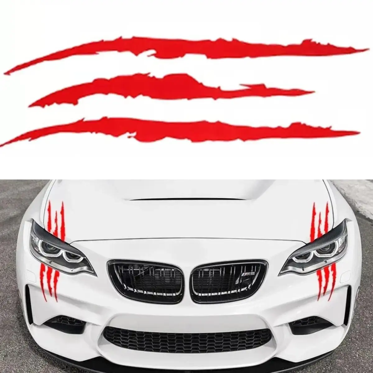 4-Pack Reflective Claw Mark PET Decals, 15.7x4.7in Stickers for Car Headlights, Motorcycles, and Scooters, Trunks, Hoods, Plain, Peel & Stick, Motorcycle, Cars Accessories, 15.7X4.7", Car Bodies