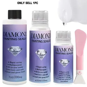 Diamond Paint Sealer Gel 60ML/120ML/200ML with Silicone Brush, Permanent Fixing & Gloss Effect, Ideal for Diamond Painting & Games, Diamond Art Tools