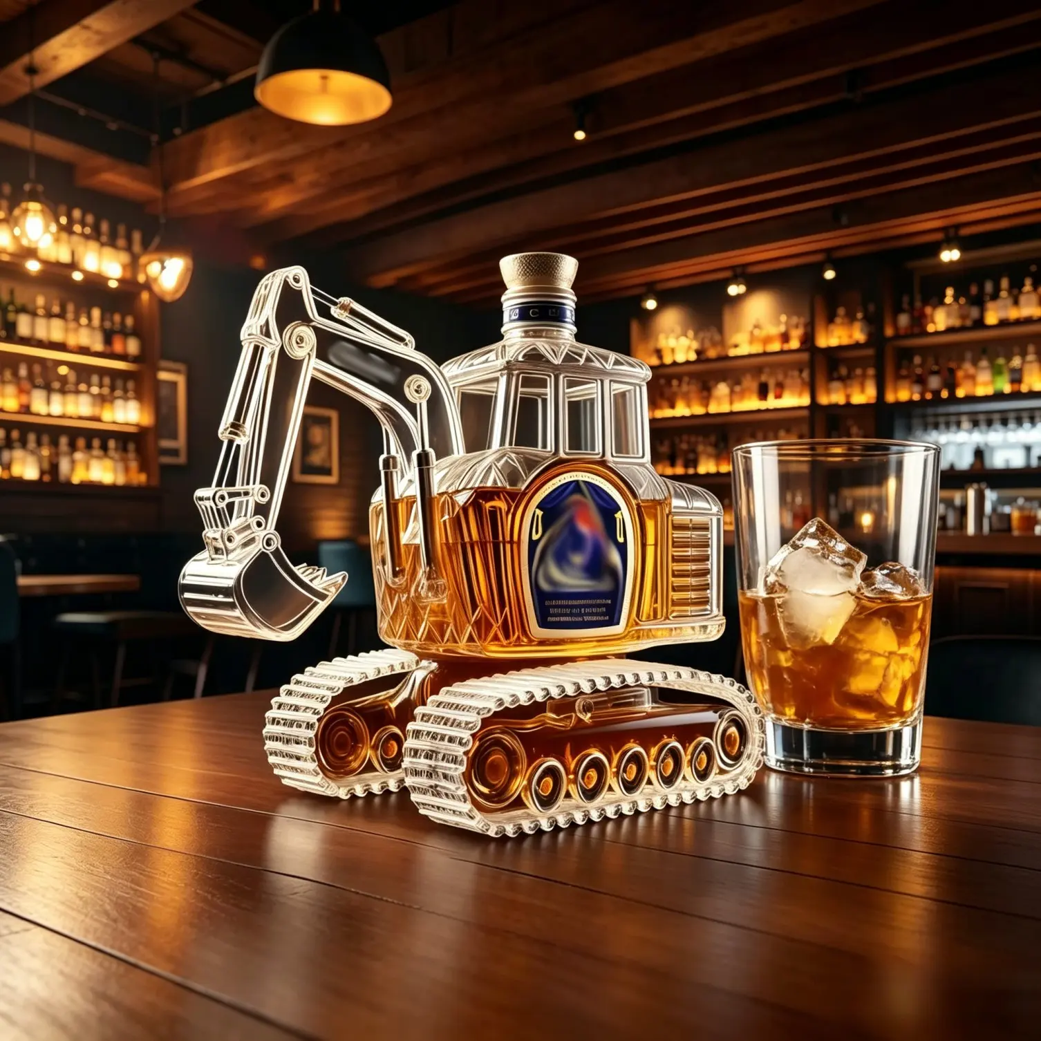 Unique Industrial Excavator Glass Bottle 11.5oz, Handcrafted Empty Decanter, Excavator Design, Industrial Theme, Perfect Gift for Mechanics & Bar Enthusiasts, Gift Ready