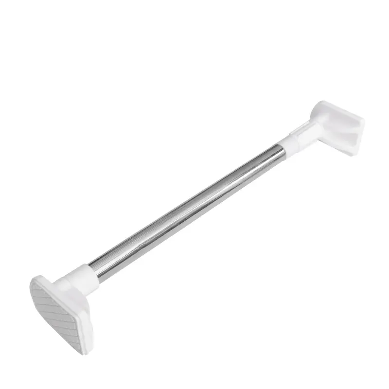 1Pcs Silver White Collapsible Telescoping Punch-Free Plastic Clothes Rail, Household Laundry Racks, Telescoping Mount Shower Curtain Rod