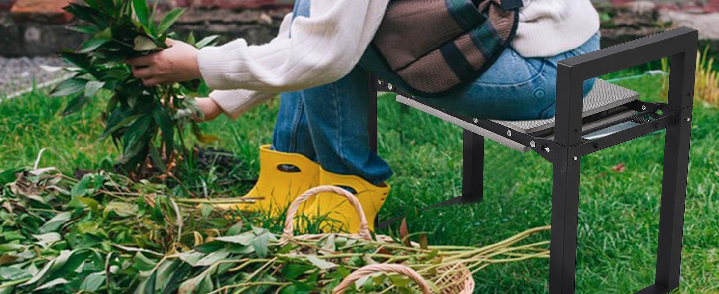 Kneeler and Seat, Foldable Stool 400lbs, Protects Knees and Back, for, Men, and Seniors Gardeners, Large Size 19"x10.6"x18.5"