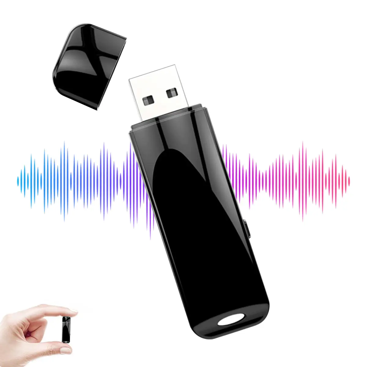 2-in-1 USB Voice Recorder & Flash Drive – HD Audio with Noise Reduction, Auto Timestamp, One-Touch Recording, Plug-and-Play for Meetings Lectures Interviews, Portable Mini Recorder