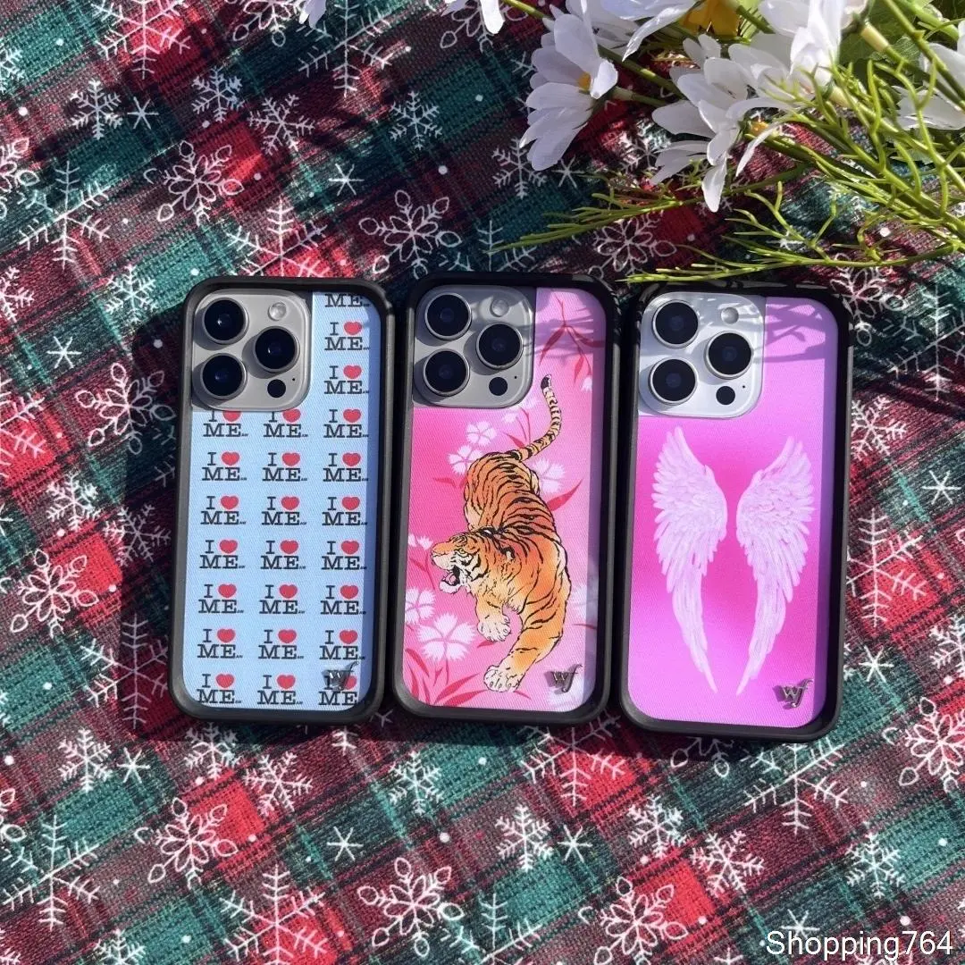 TPU Shockproof Casing for iPhone 12-17, 13 Pro, Max, Plus, Air - Angel Wing Wildflower Tiger Blossom Design Mobile Accessory with "Love Yourself" Print, Phone Accessories