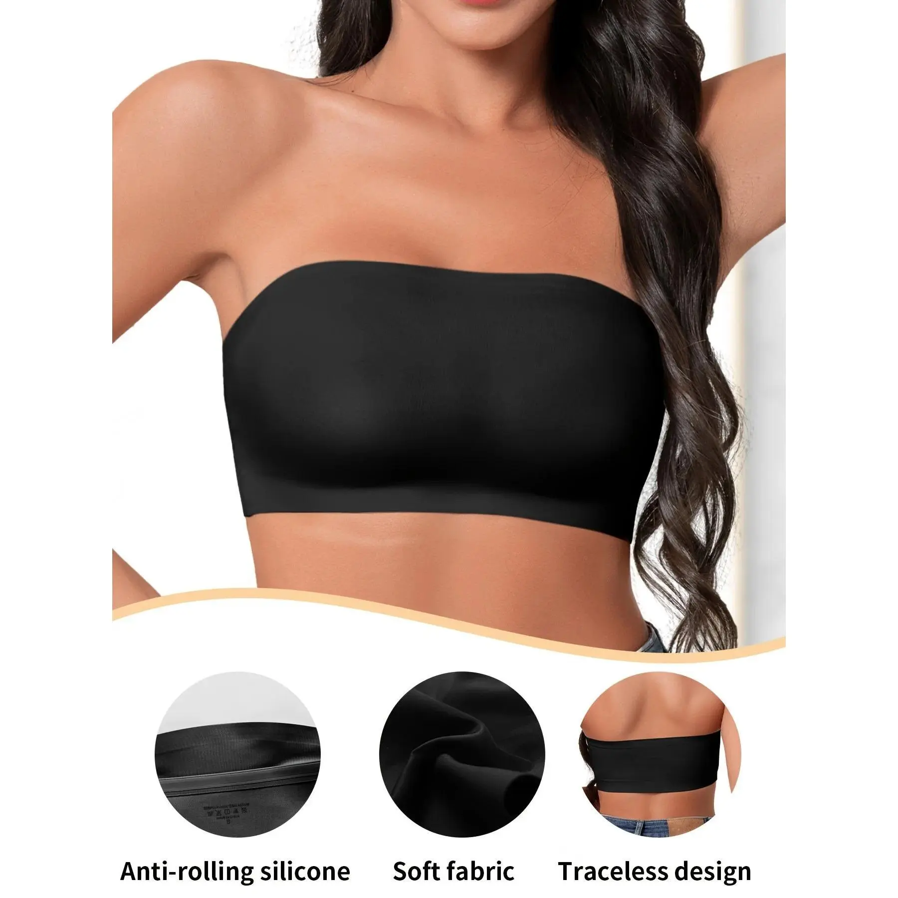 Hot Sale Seven Colors One Piece Women Seamless Strapless Bra Wireless Non-pad Bra Anti-skidding Ice Silk Traceless Strapless Bra