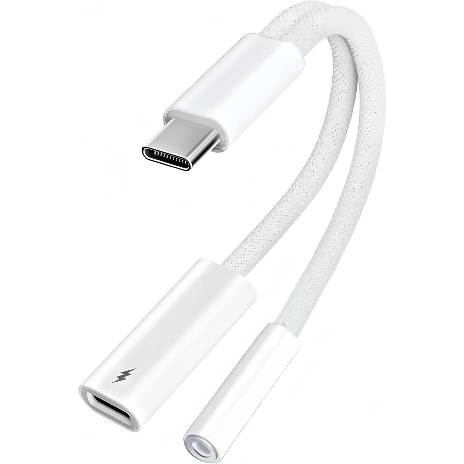 2 in 1 USBC to Headphone Jack Adapter with PD   Dongle ,USB C to 3.5mm Audio Adapter for iPhone15/16/17 Series and