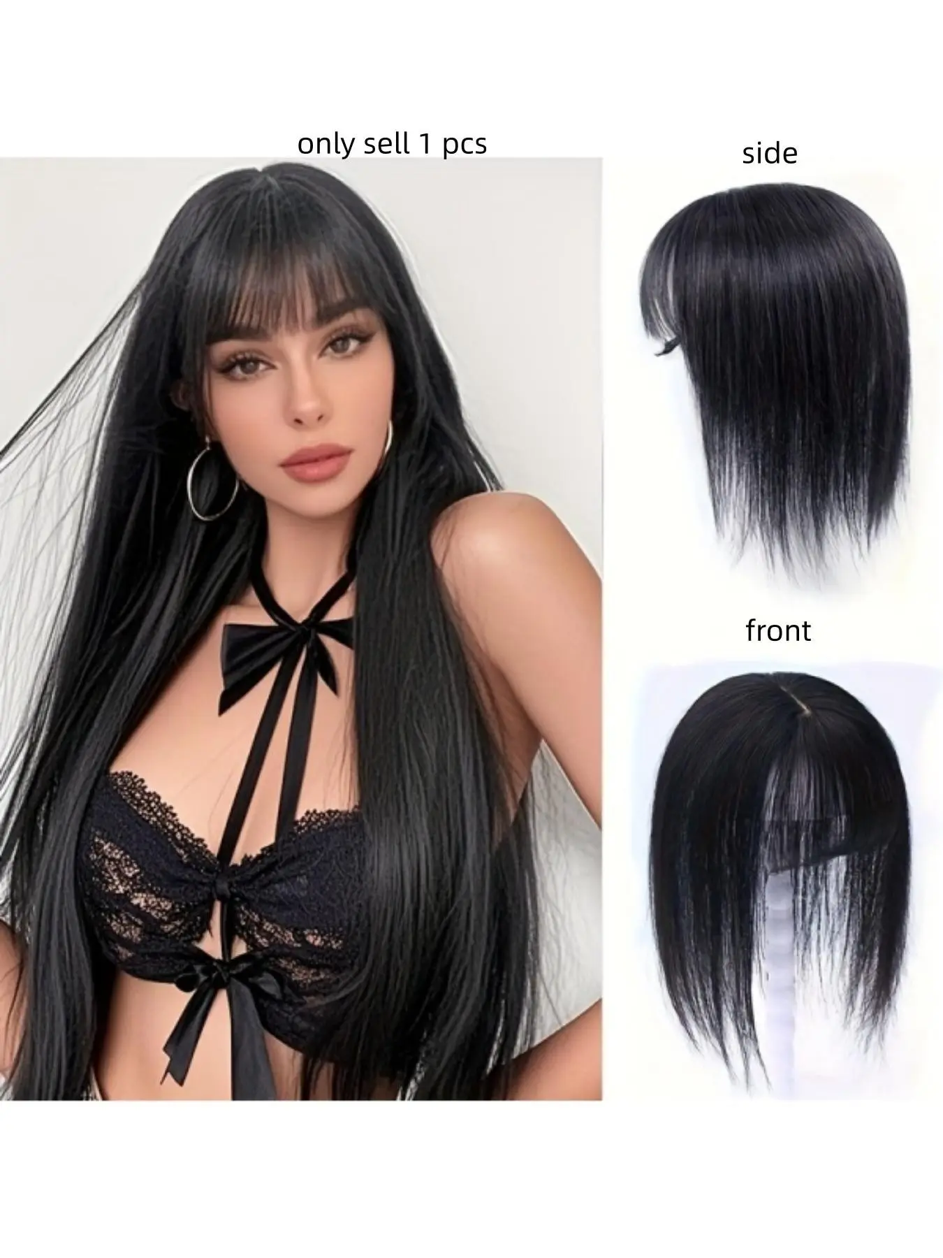 Straight Bangs Clip In Hairpiece Natural Hairline Synthetic Hair Extension for Thin Hair Add Volume Instant Thick Hair Fringe Extension Cover Bald Spots Easy Wear Hair Accessory for Women Daily Styling Hair Extensions Clip Ins
