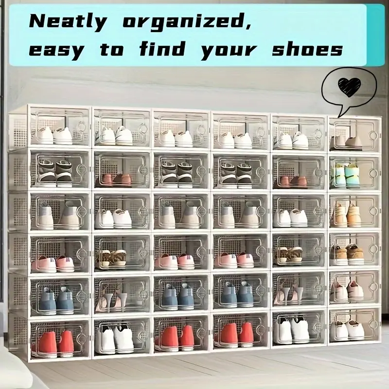 24-piece set, transparent shoe box, plastic box, side-opening transparent door-style shoe box, shoe storage box, household artifact, space-saving shoe rack, shoe cabinet, household dormitory dustproof shoe rack, shoe cabinet, storage box, Clear shoe boxes