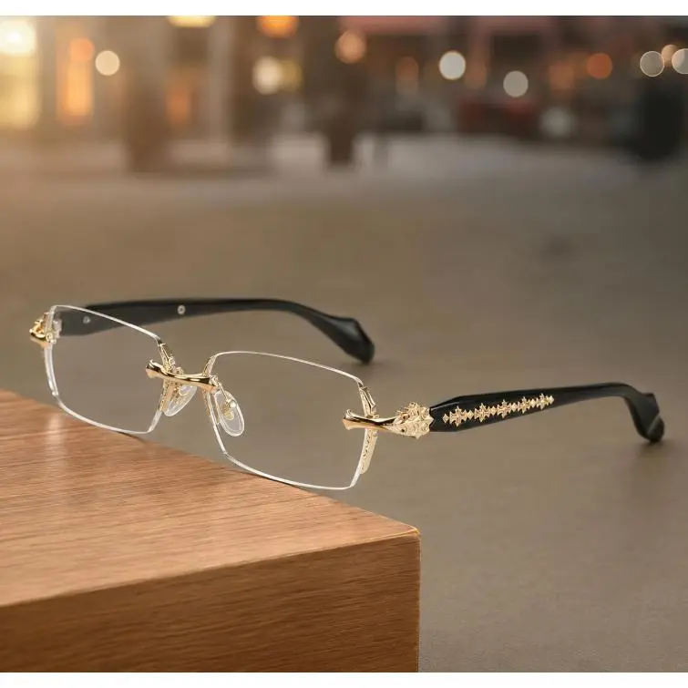 Unisex Rimless Photochromic Non-Prescription Eyewear - High Quality, Minimalist Anti Bluelight Rimless Eyeglass, UV400 Sun Protection, Lightweight Frames for Daily Wear, Street Style, Anti Bluelight Glasses, High Quality Eyeglasses