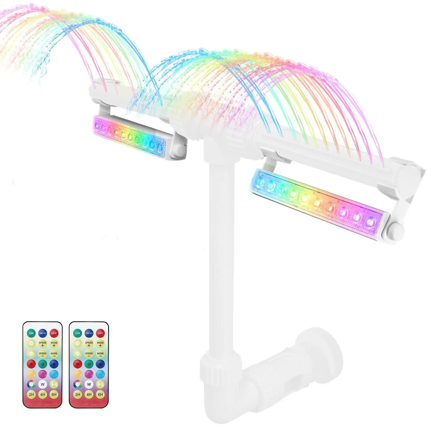 IP68 Waterproof 7-Color 4-Mode Rechargeable LED Lights for Pool Fountain with Remote & Clip-on Mount, Dual-Purpose for Pool Waterfall and Underwater Use (2 PCS)